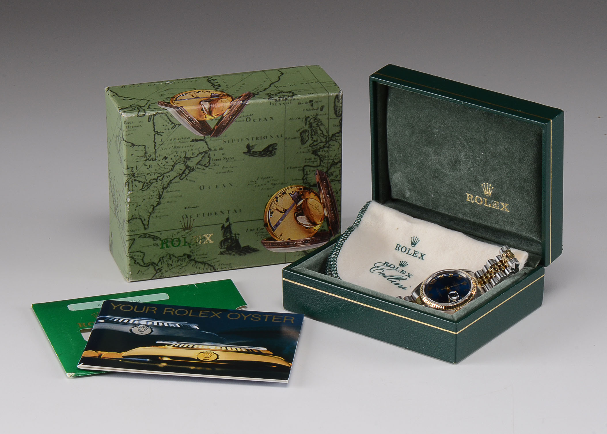 Rolex Perpetual Datejust 18K Gold YG.SS Blue Roman Dial Jubilee