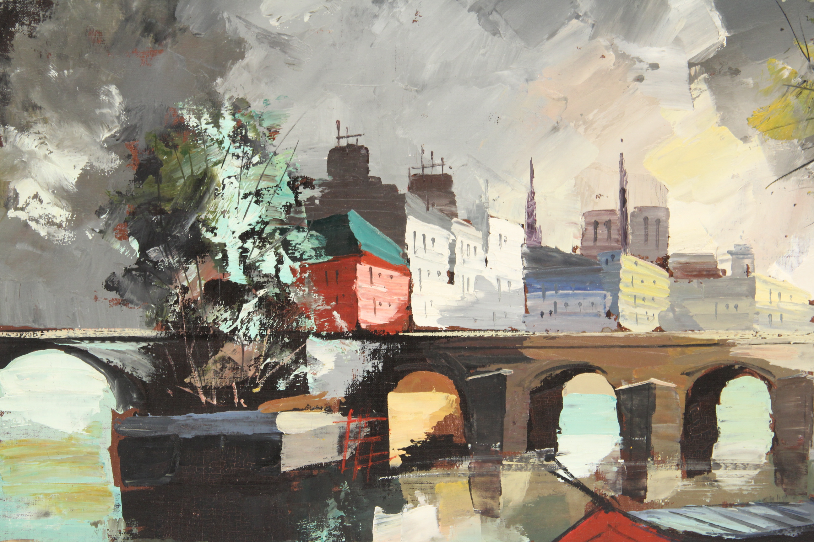 Signed M. Edward Griff Original Oil on Canvas Painting