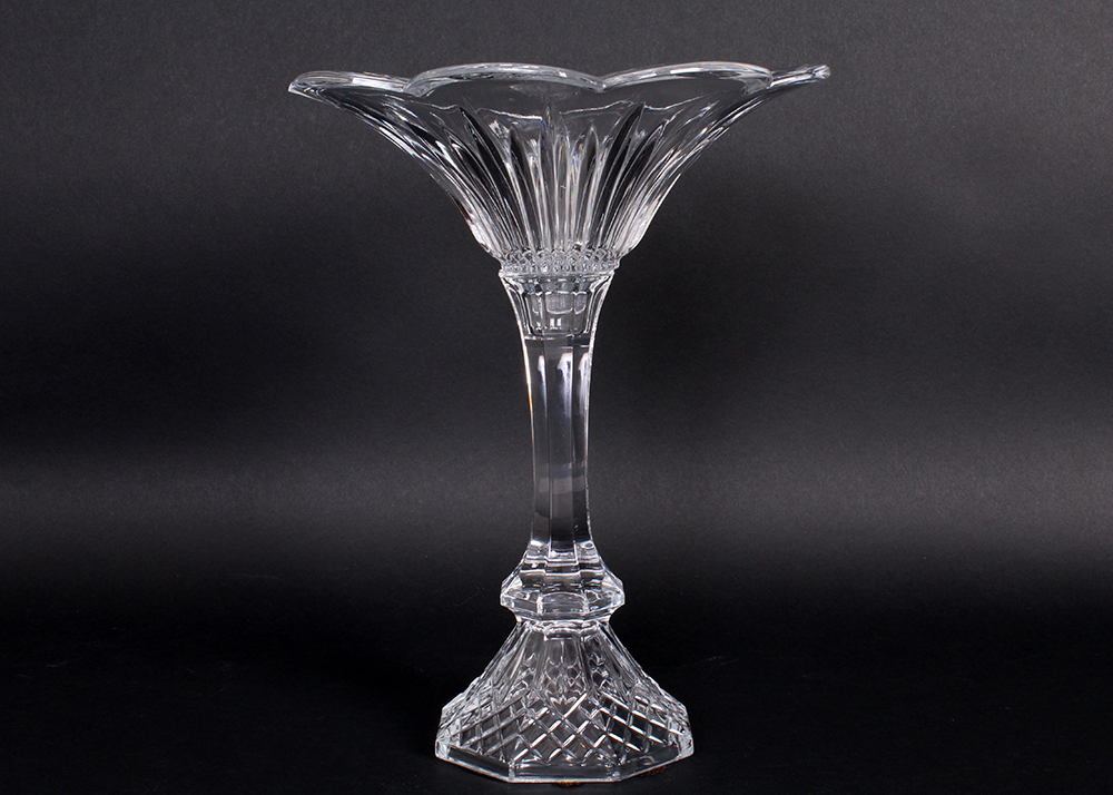 Crystal Stemmed Decorative Floral Dish