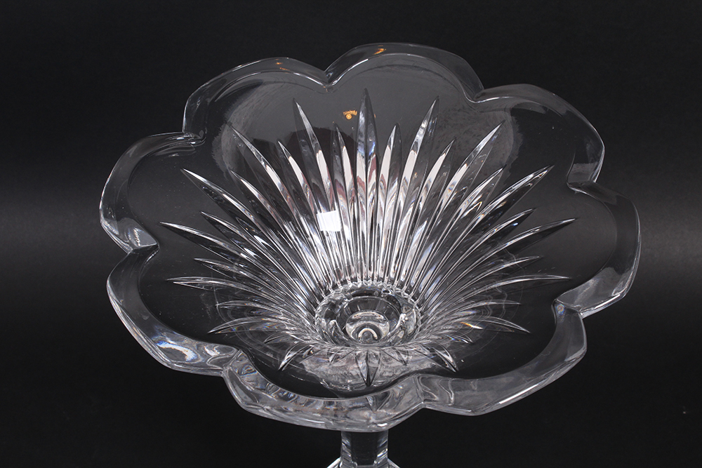 Crystal Stemmed Decorative Floral Dish