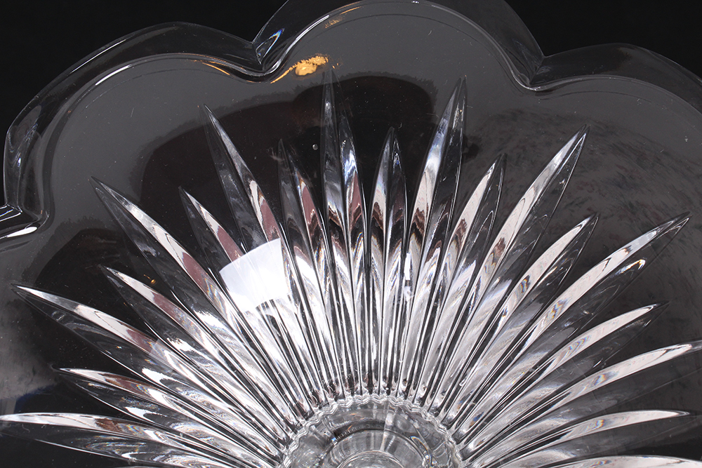Crystal Stemmed Decorative Floral Dish