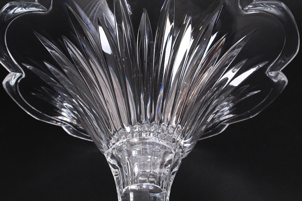Crystal Stemmed Decorative Floral Dish