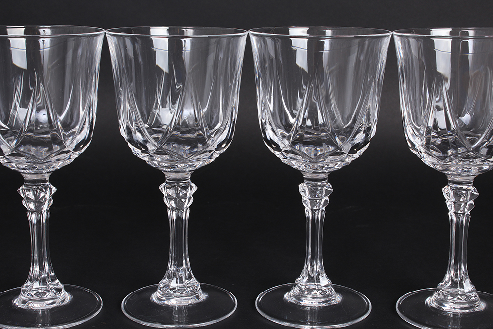 Set of Crystal Stemmed Glasses