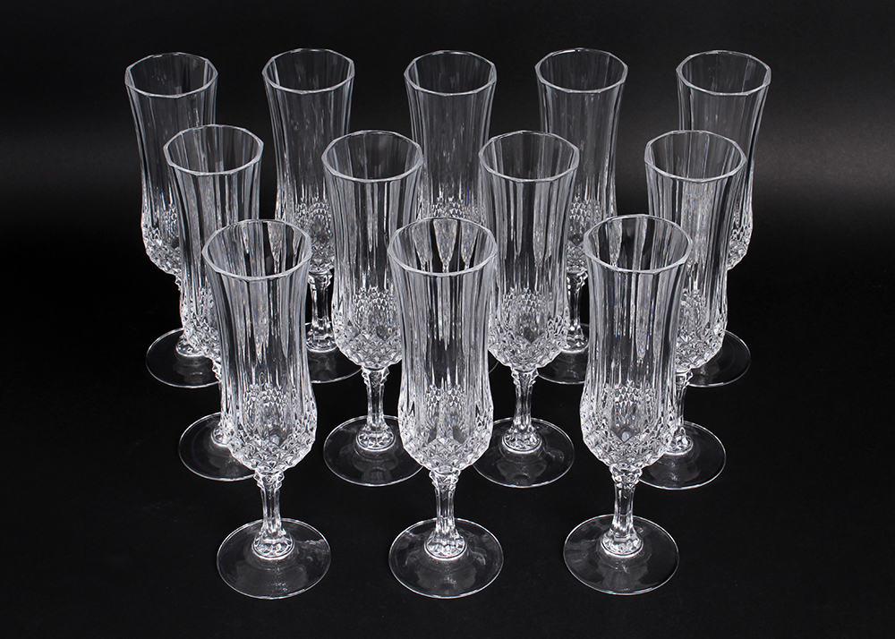 Set of Cut Crystal Champagne Flutes
