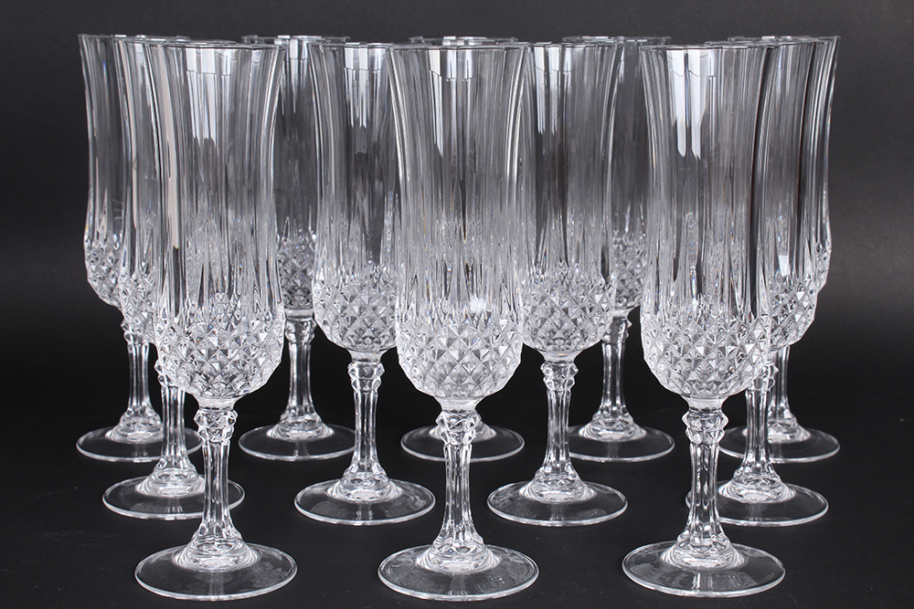 Set of Cut Crystal Champagne Flutes
