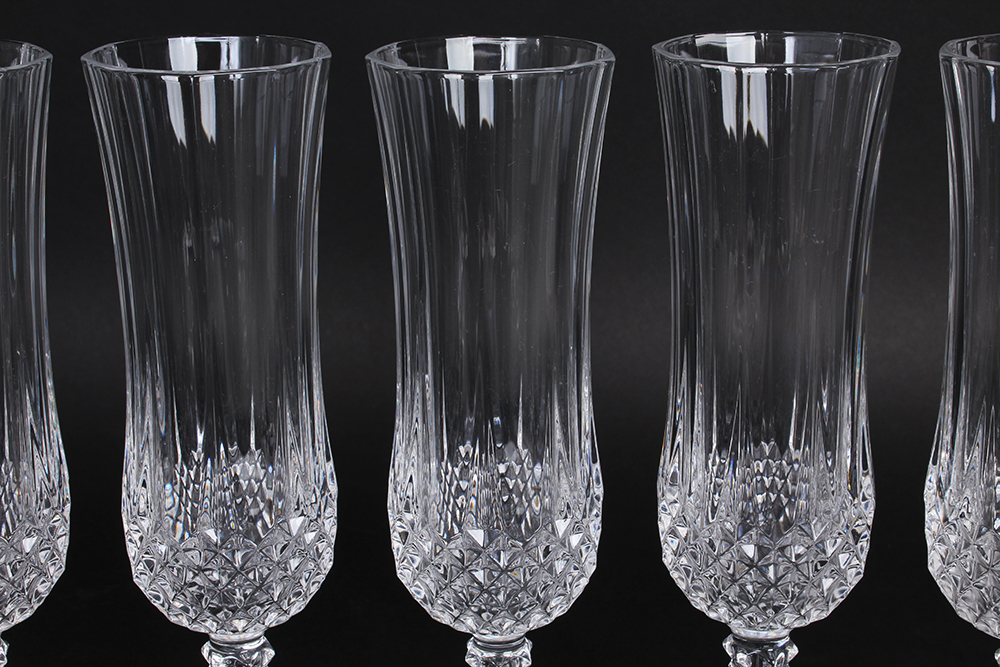 Set of Cut Crystal Champagne Flutes