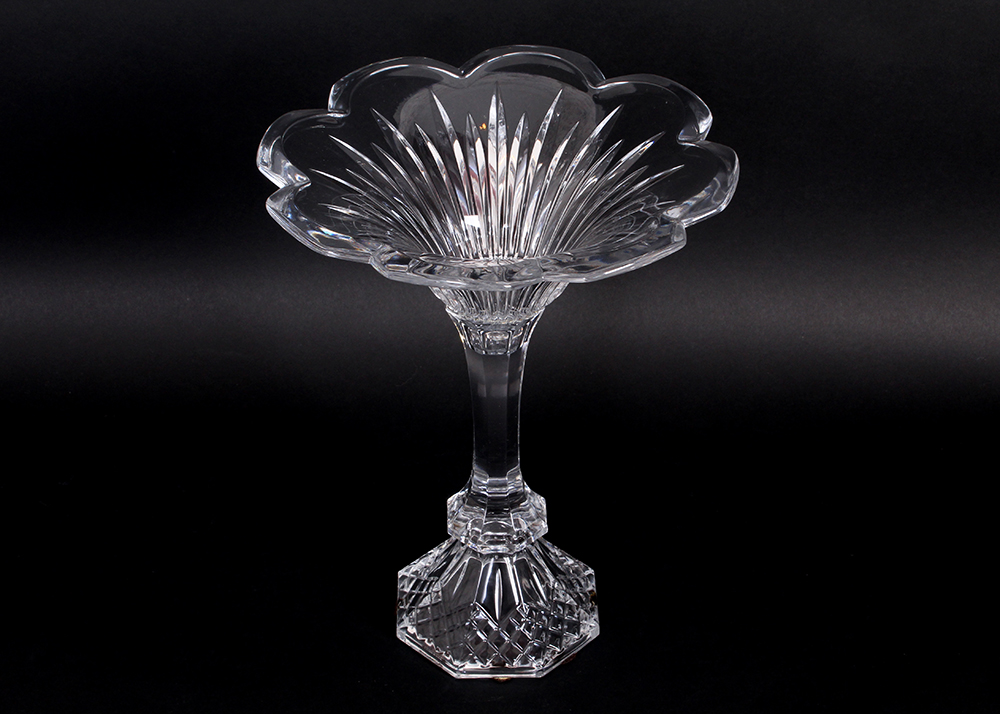 Crystal Stemmed Decorative Floral Dish