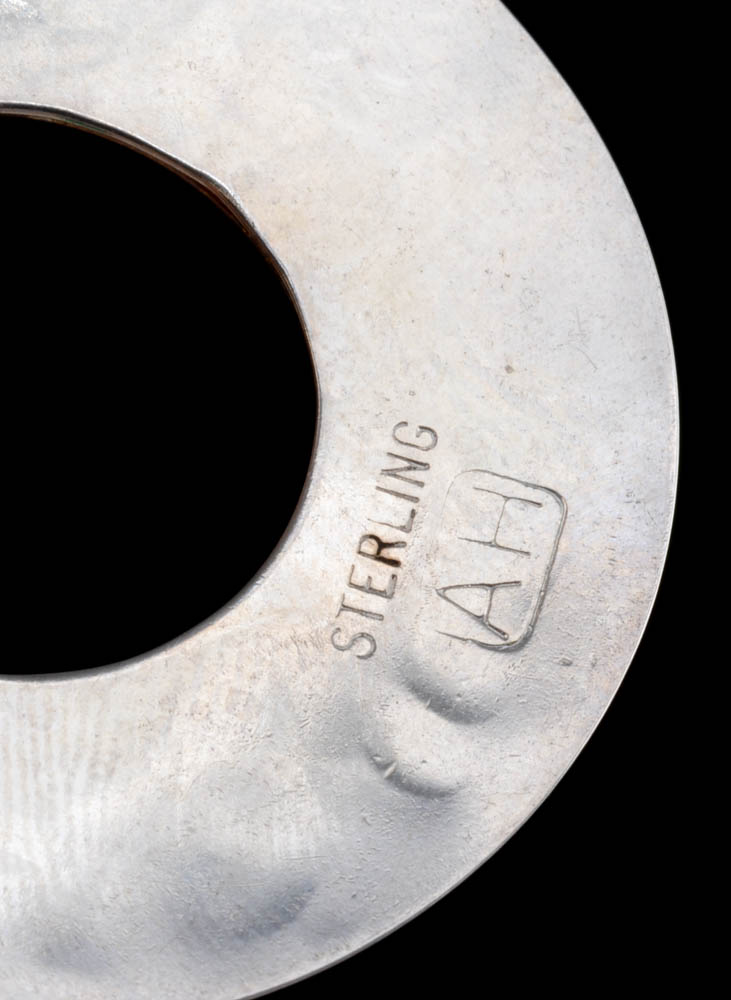 Pair of Anne Hellman Sterling Disc Earrings with 14K Accent