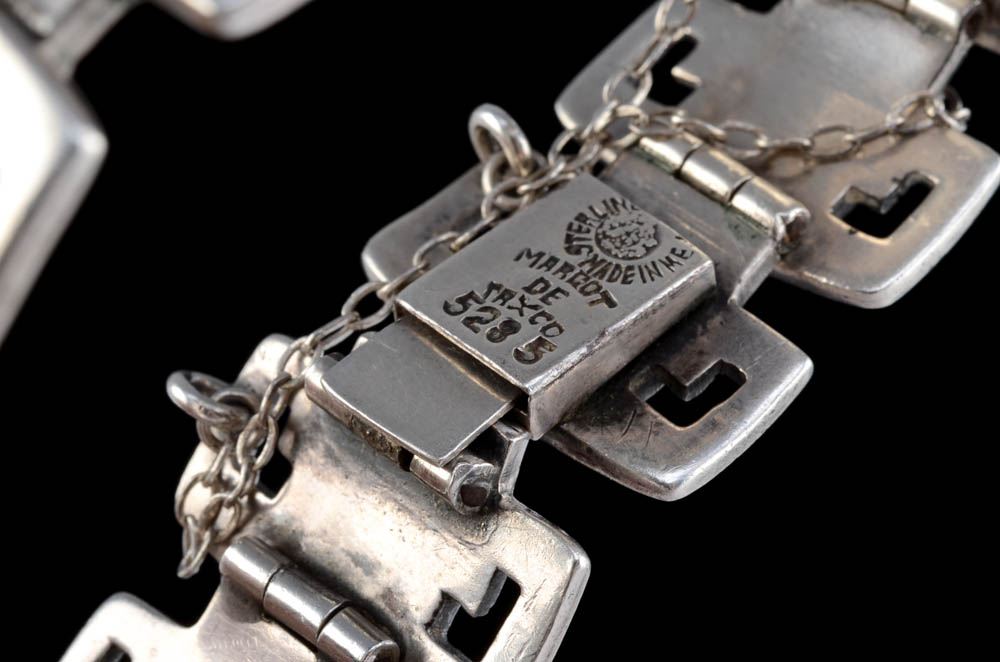Vintage Margot De Taxco, Mexico Sterling Pre-Columbian Bracelet