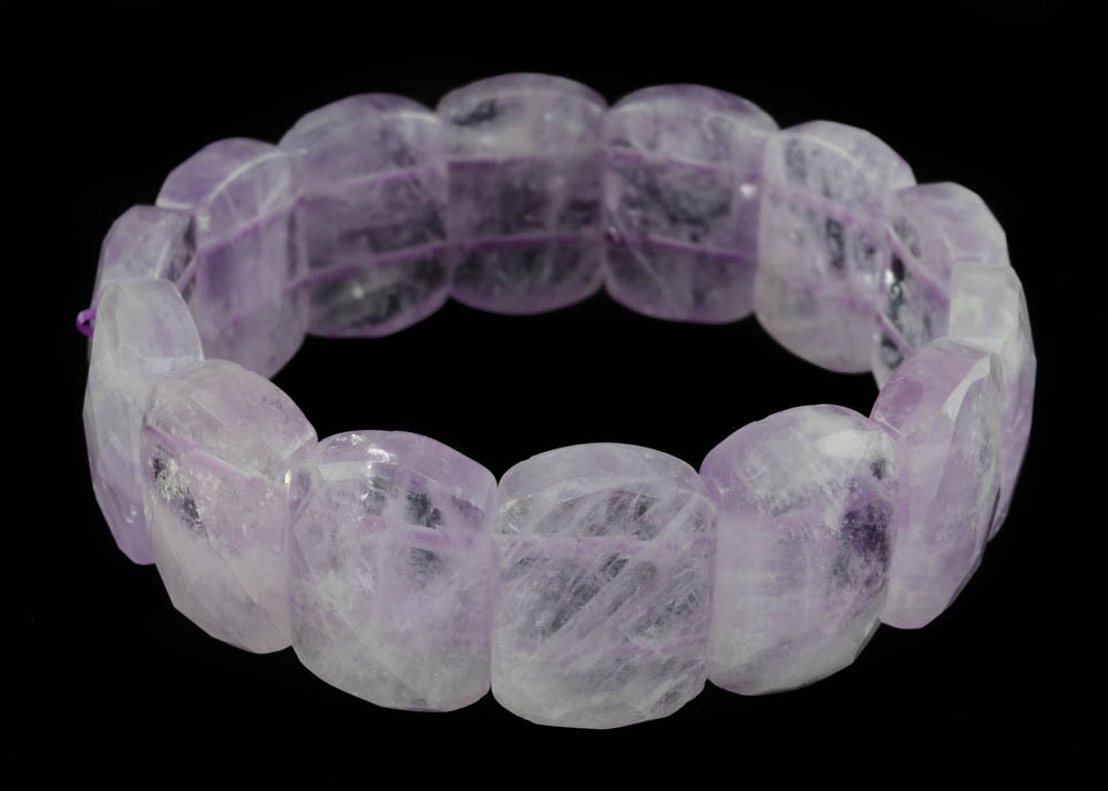 Carved Amethyst Stone Stretch Bracelet