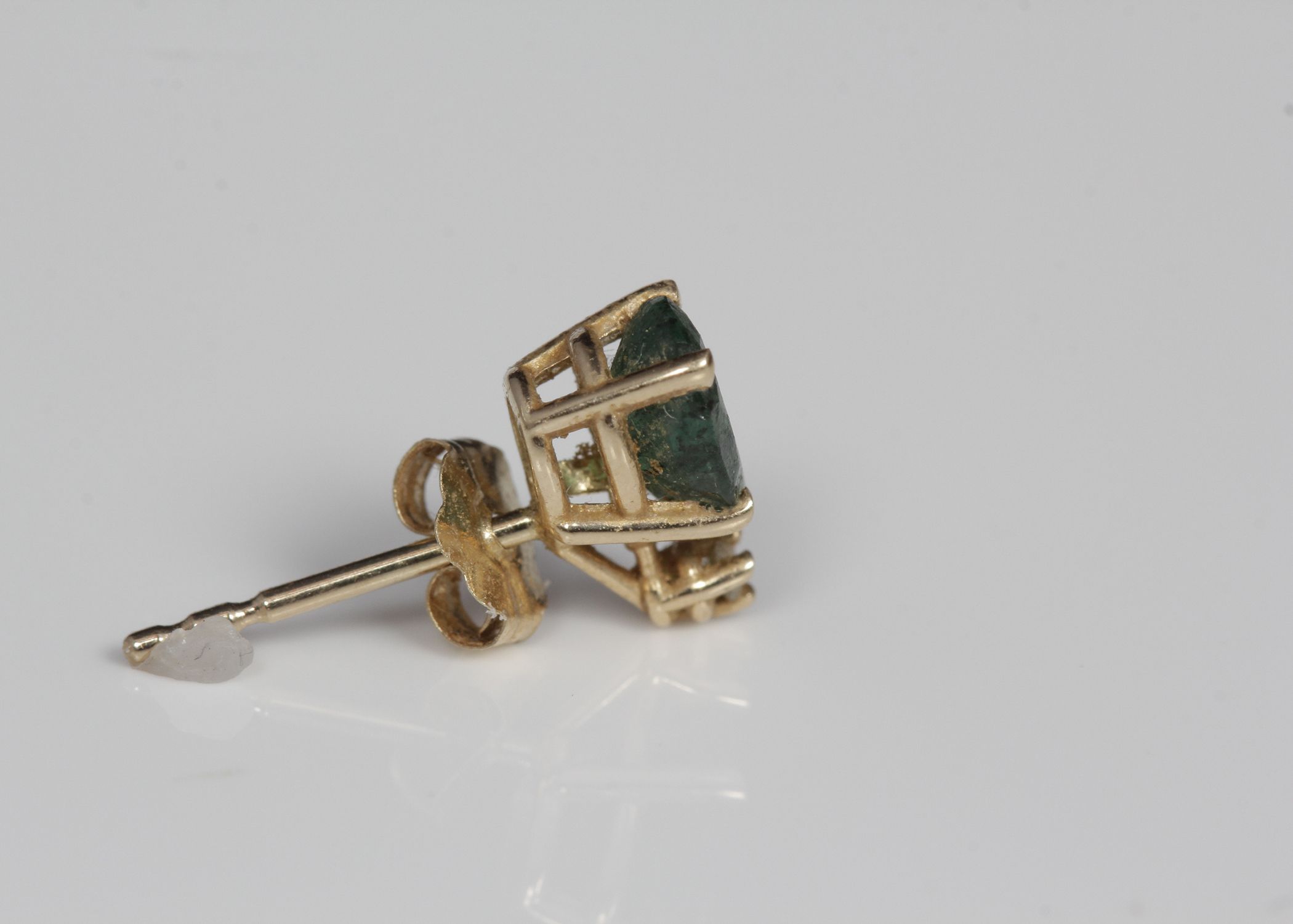 14K Yellow Gold Emerald and Diamond Studs