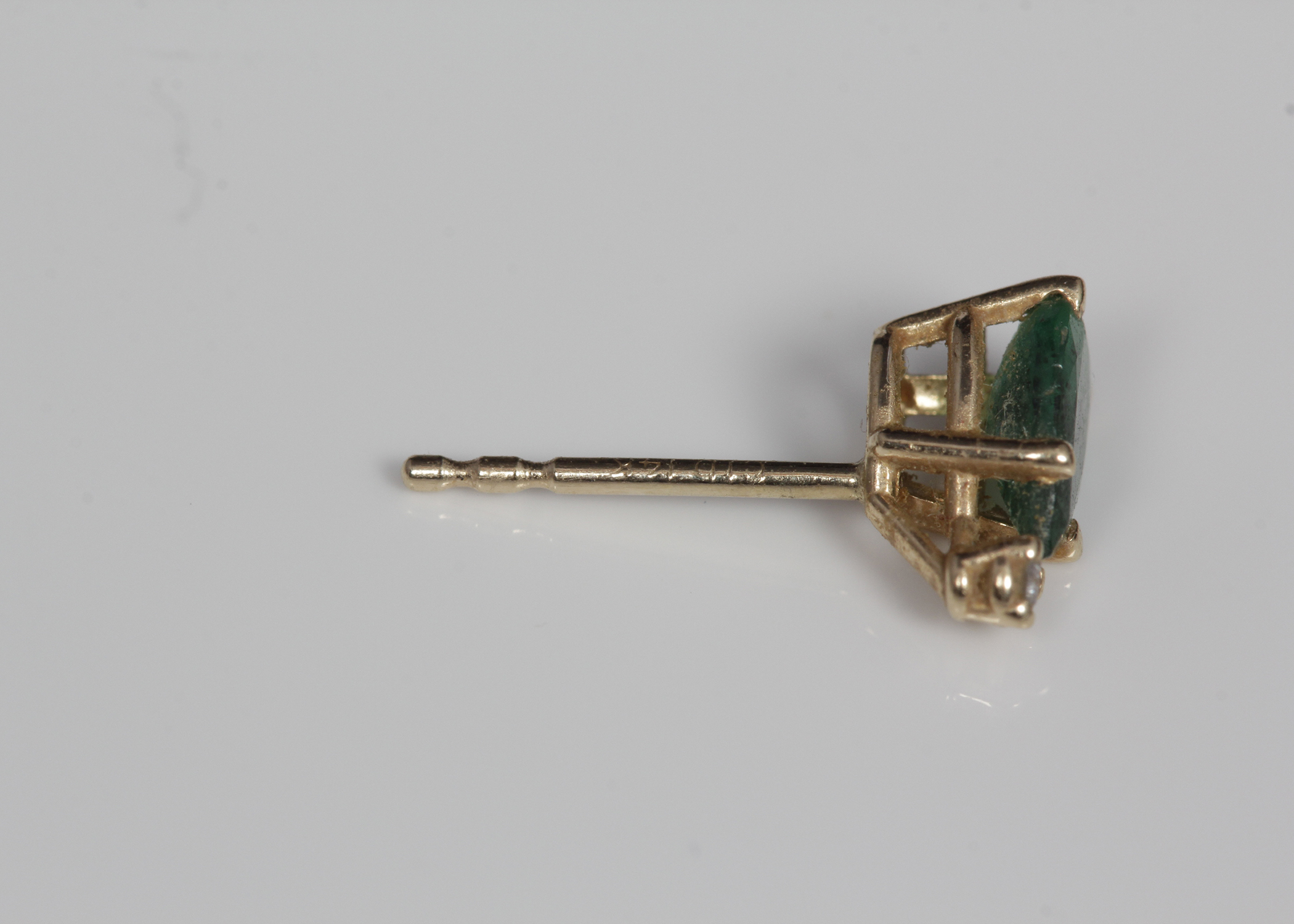 14K Yellow Gold Emerald and Diamond Studs