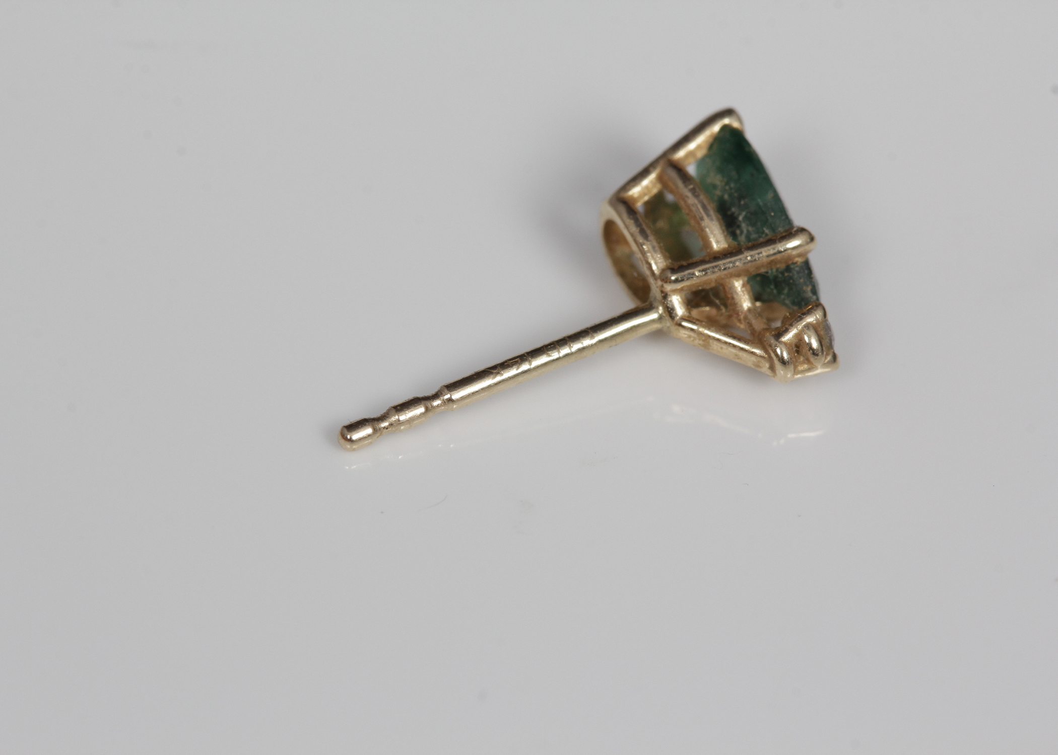 14K Yellow Gold Emerald and Diamond Studs