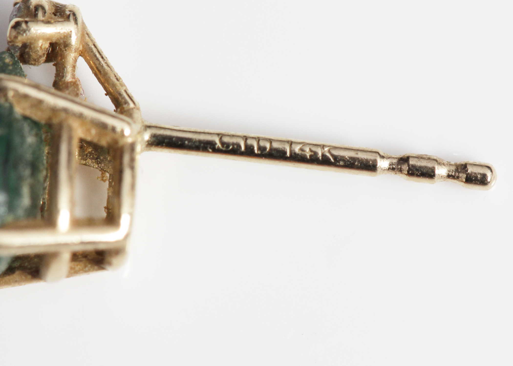 14K Yellow Gold Emerald and Diamond Studs