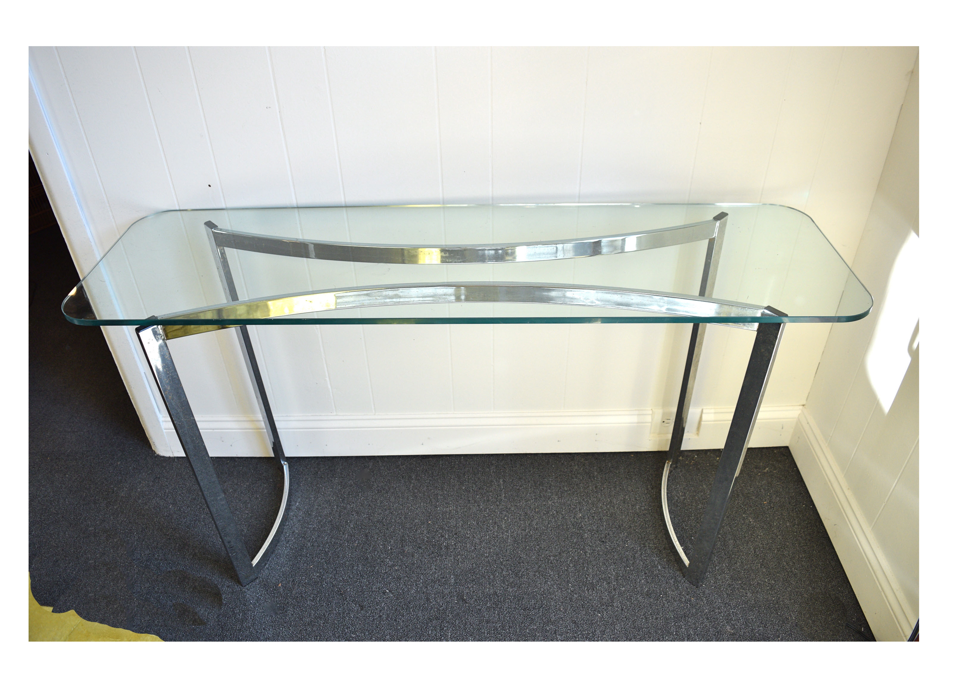 Vintage Glass Top Buffet Table