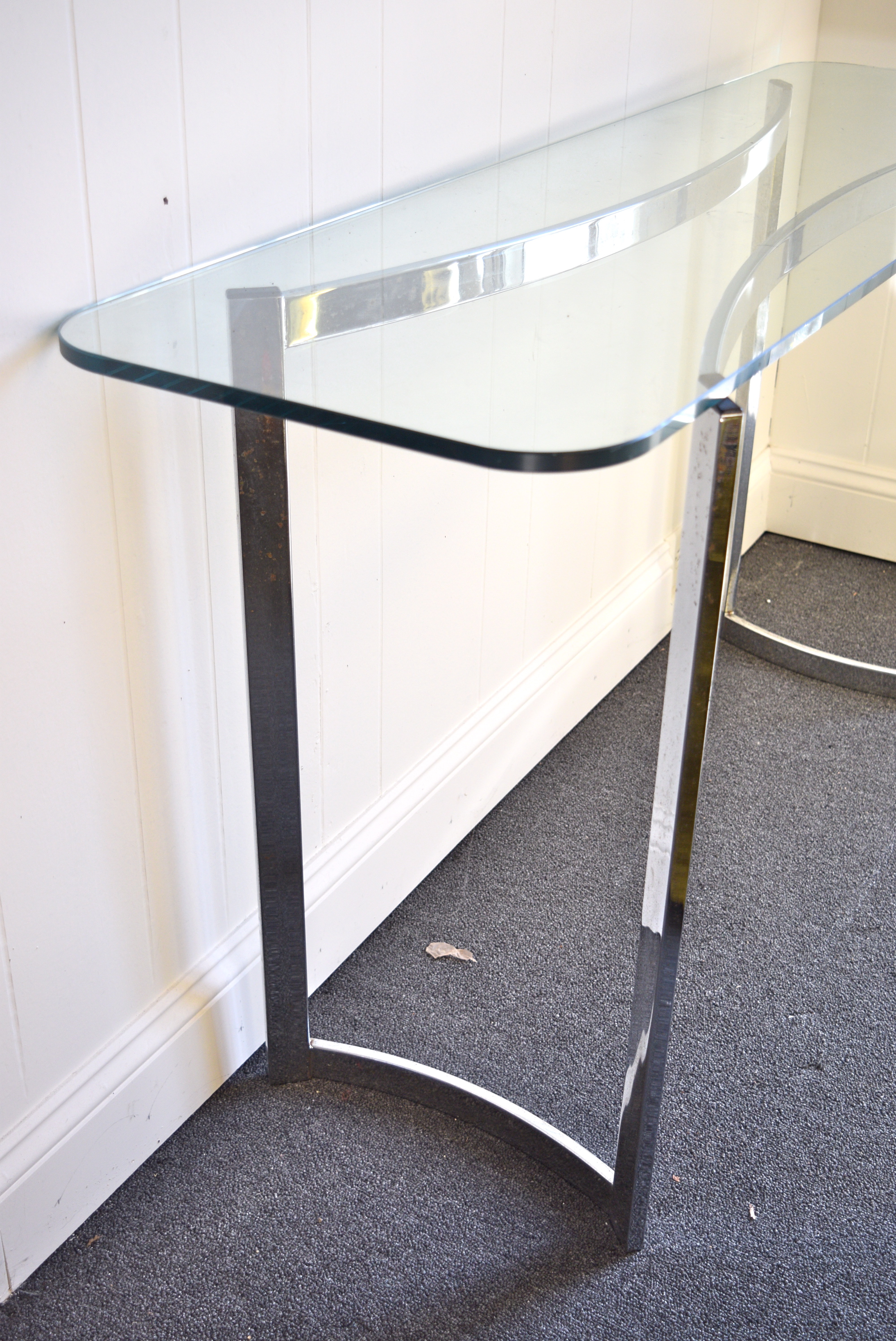 Vintage Glass Top Buffet Table