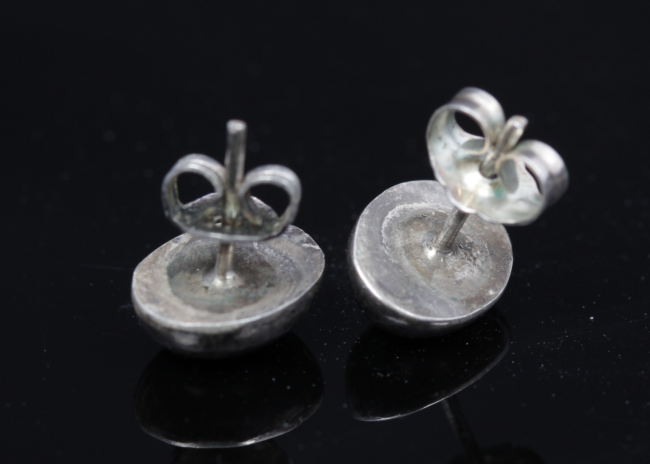 Silver Tone  Turquoise and Lapis Studs