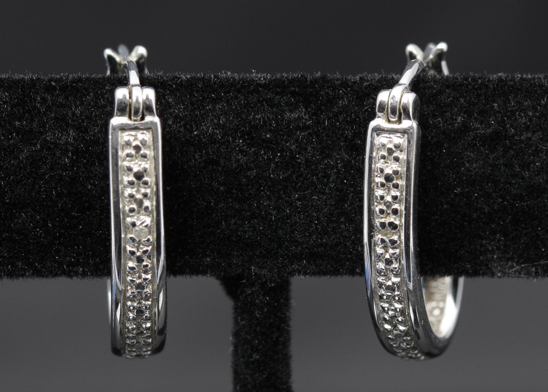 Sterling Silver Diamond Hoops