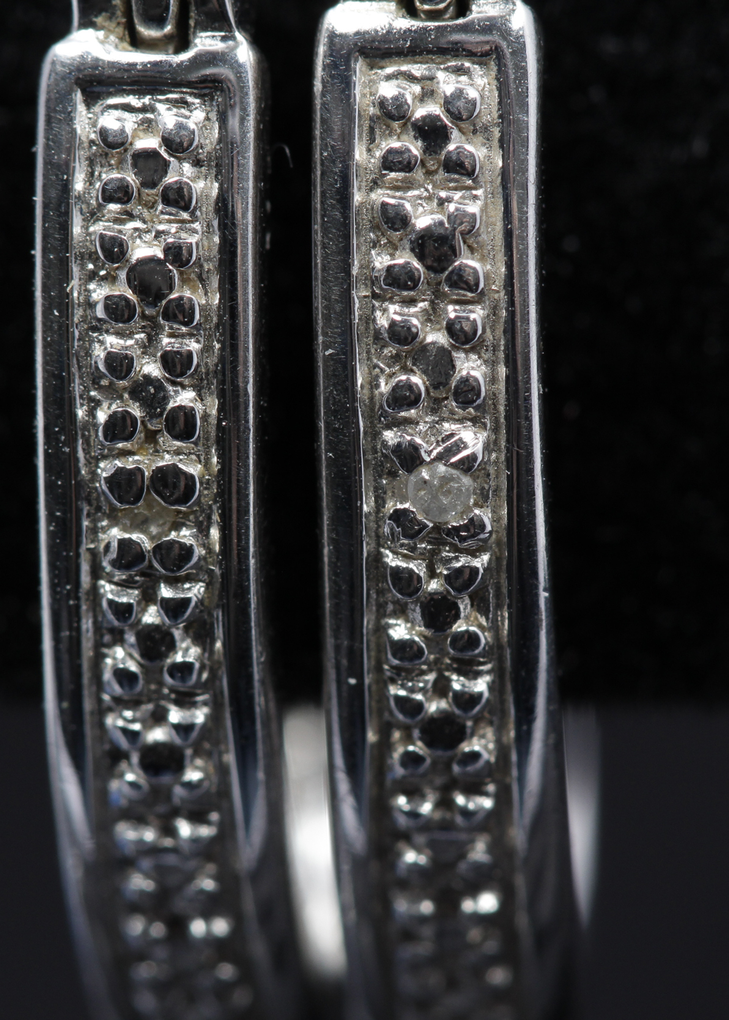 Sterling Silver Diamond Hoops