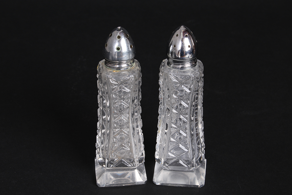 Three Sets of Crystal Salt and Pepper Shakers