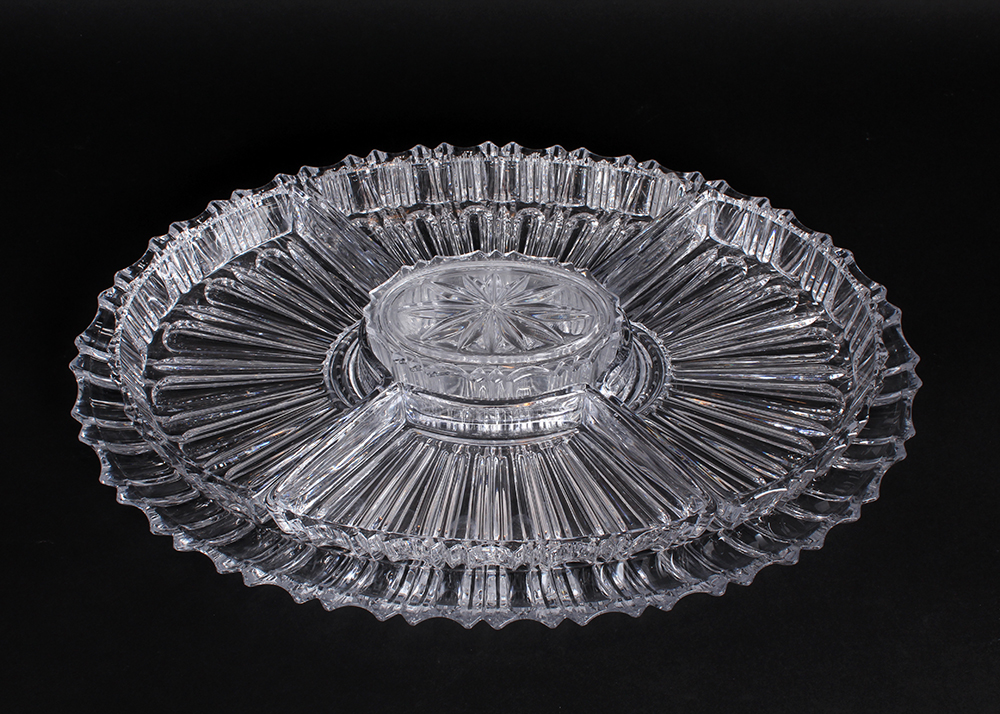Compartmentalized Crystal Serving Dish