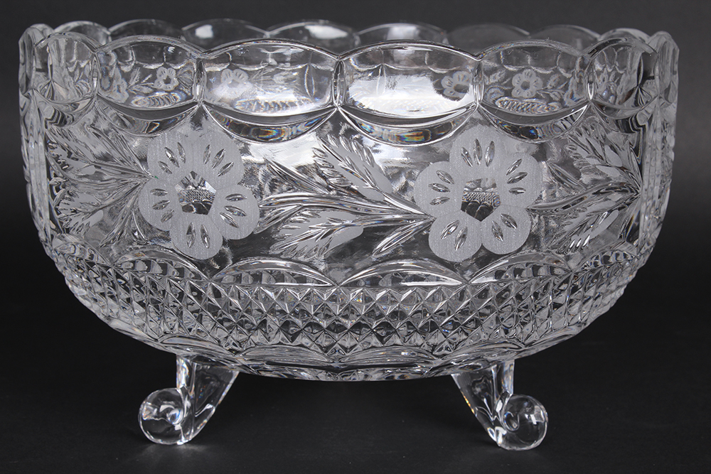 Tri Scroll Foot Crystal Bowl