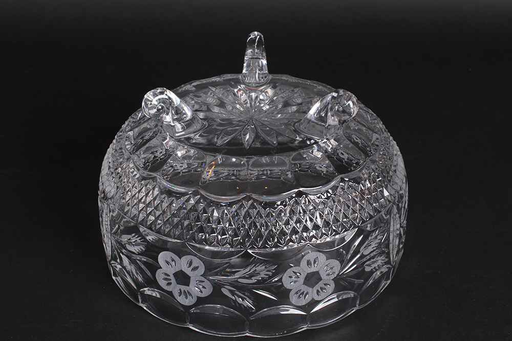 Tri Scroll Foot Crystal Bowl