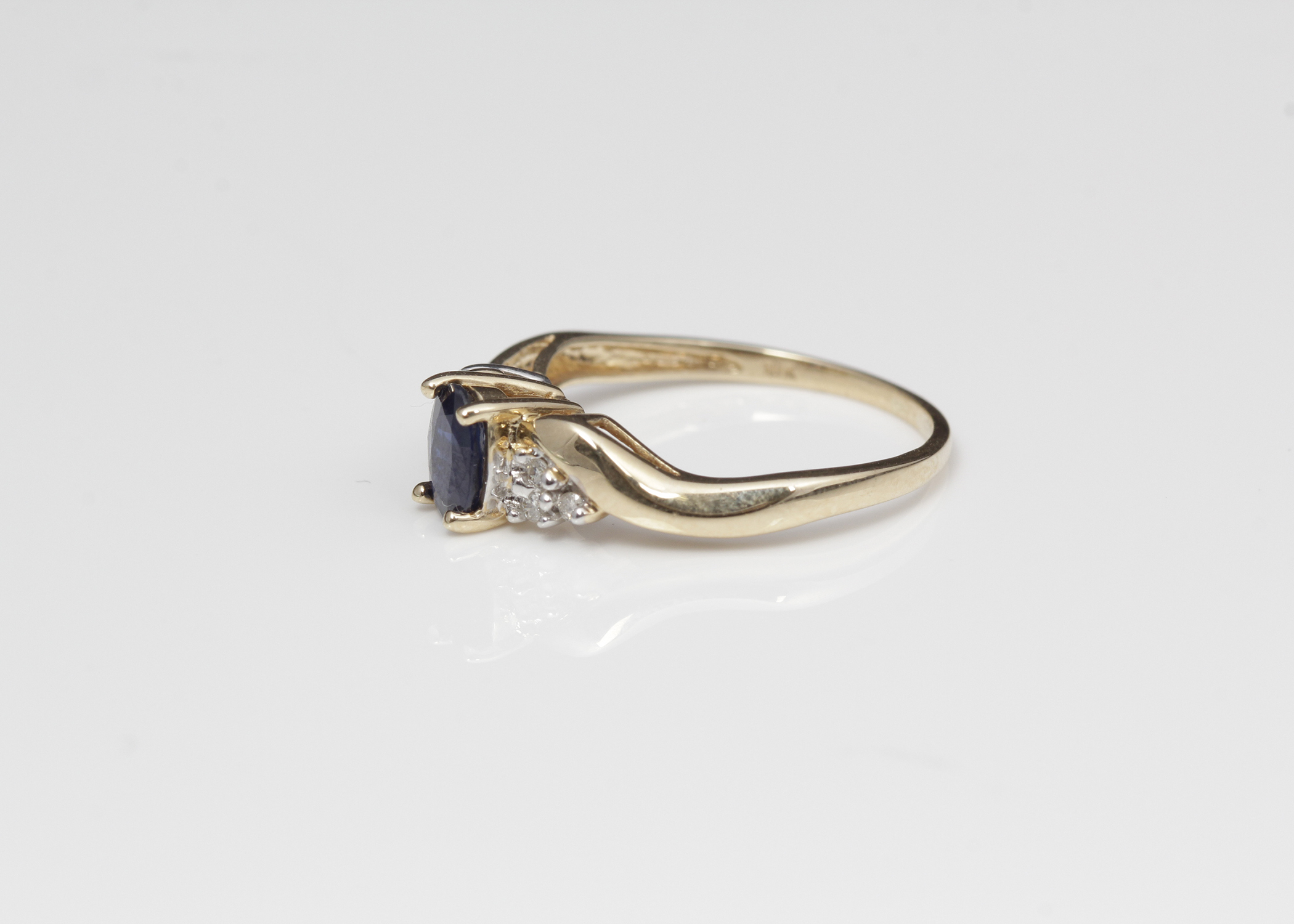 10K Yellow Gold Sapphire and Diamond Ring