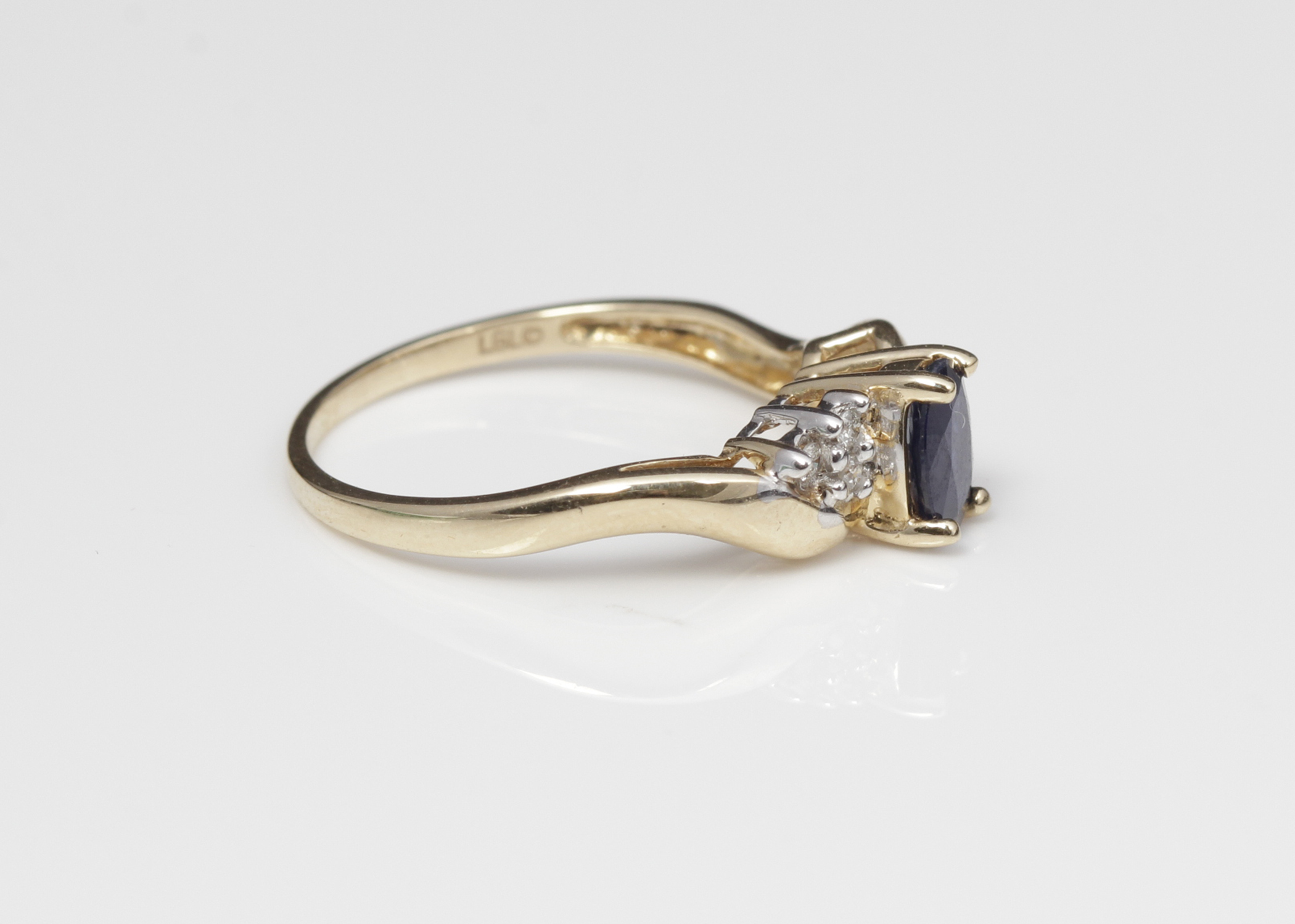 10K Yellow Gold Sapphire and Diamond Ring
