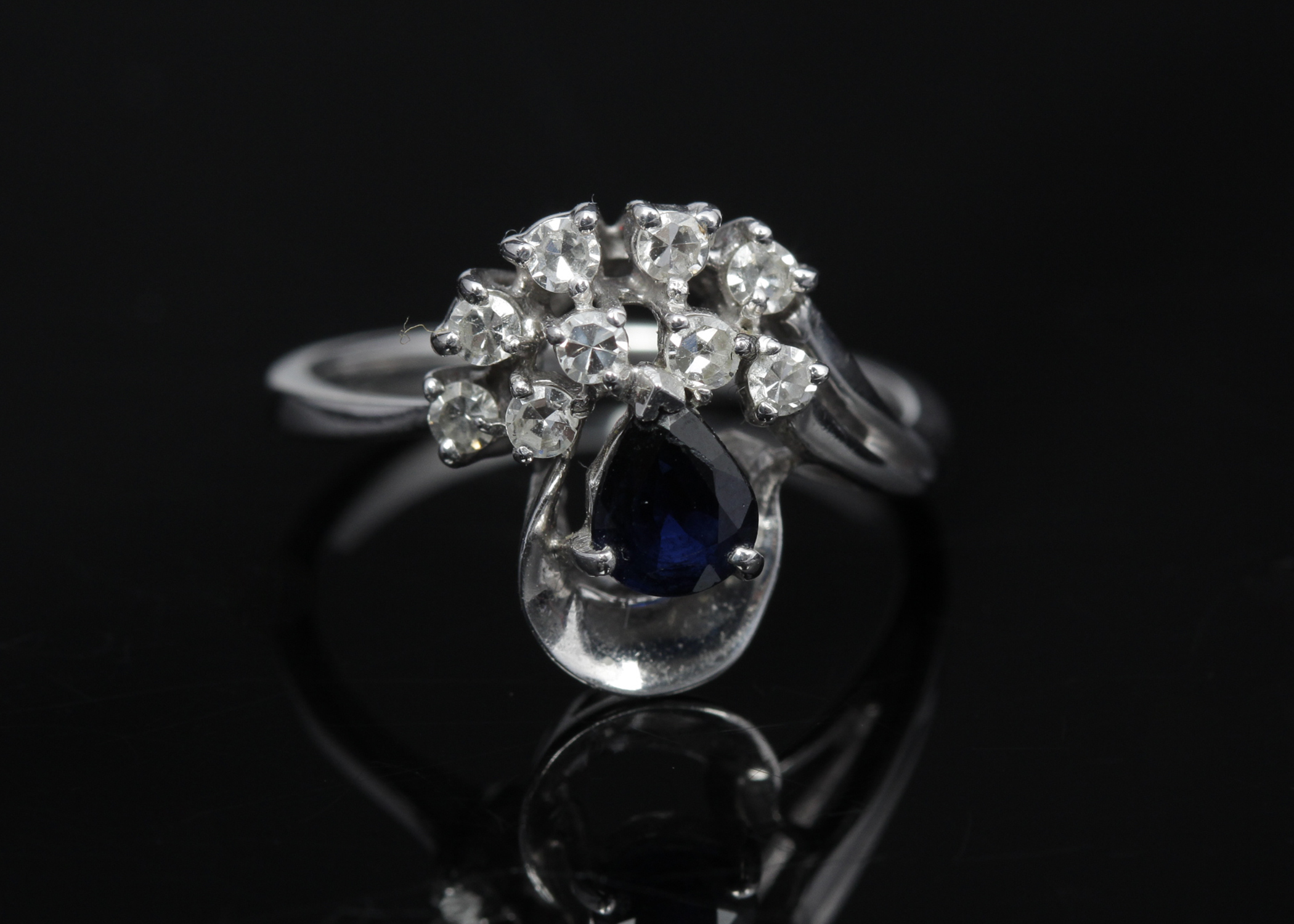 White Gold Sapphire and Diamond Ring