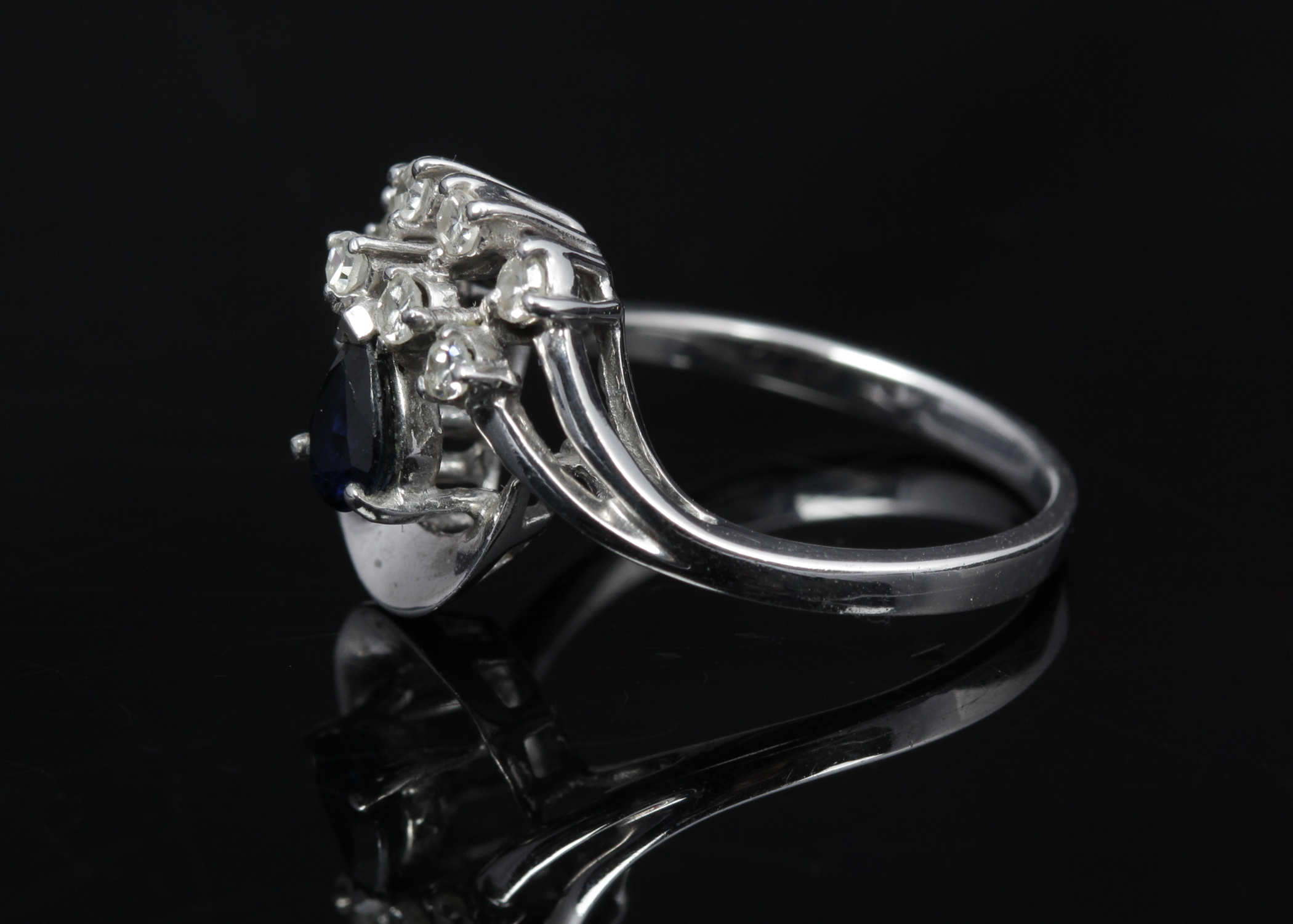 White Gold Sapphire and Diamond Ring