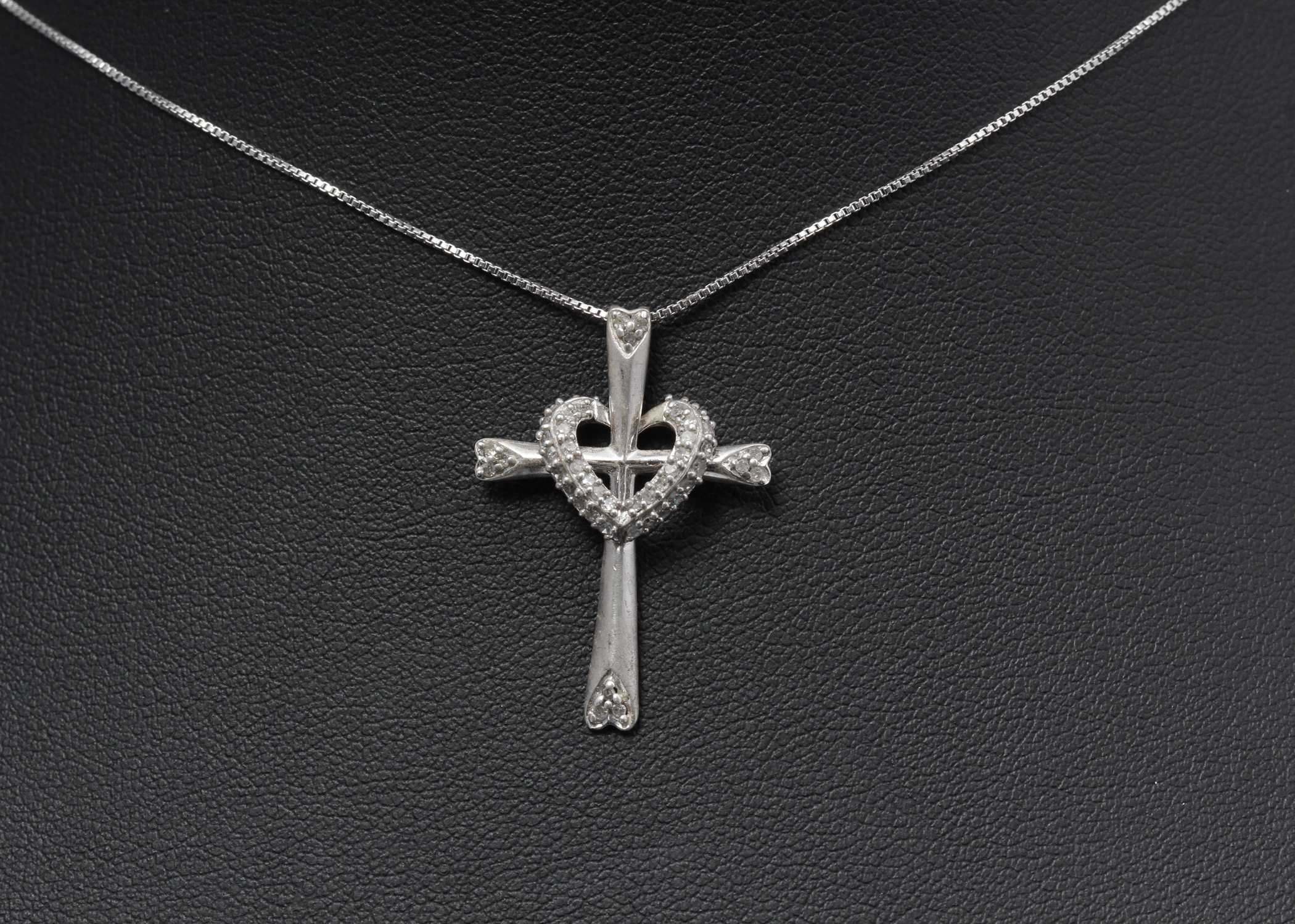 Sterling Silver Diamond Cross Necklace