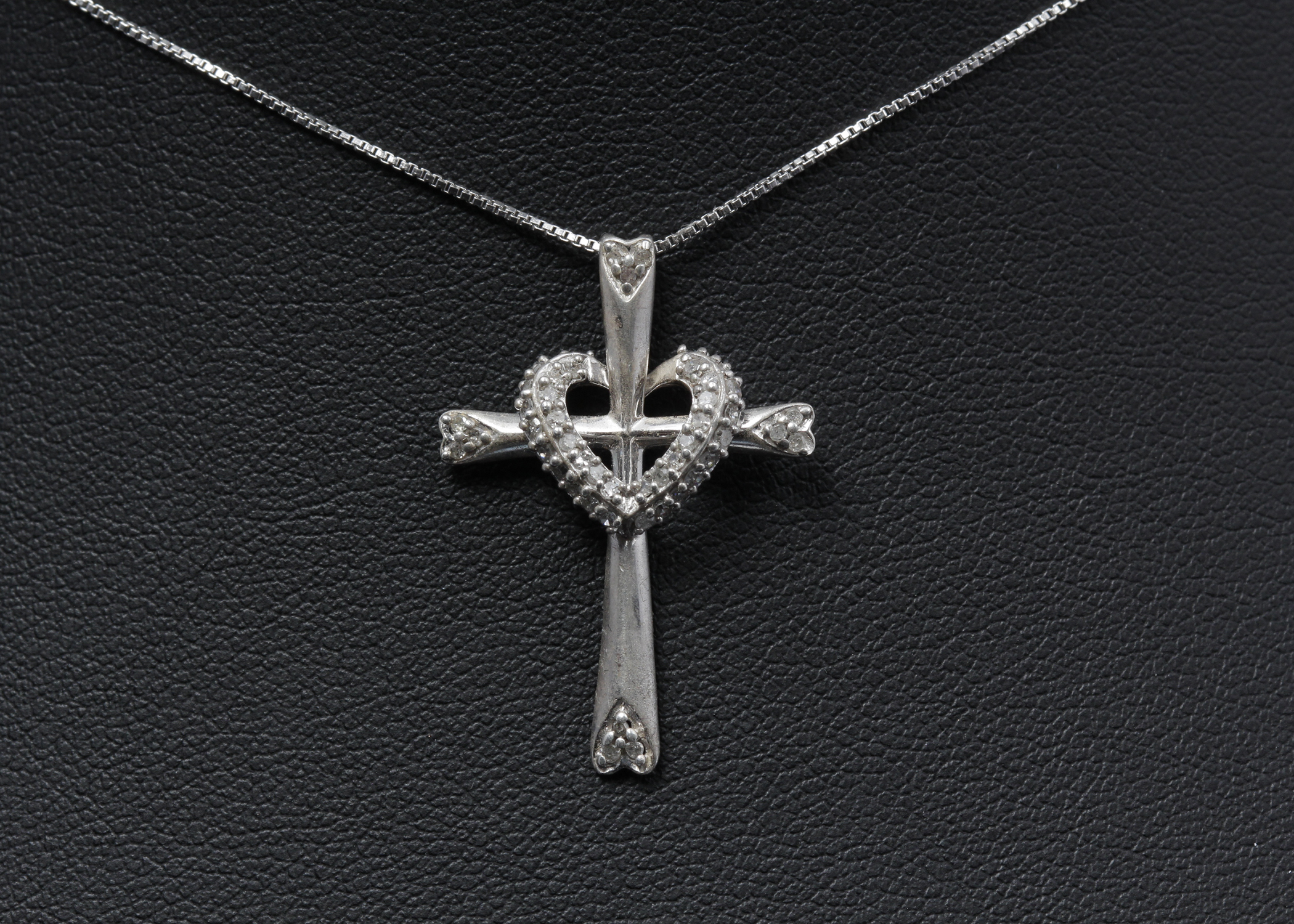 Sterling Silver Diamond Cross Necklace