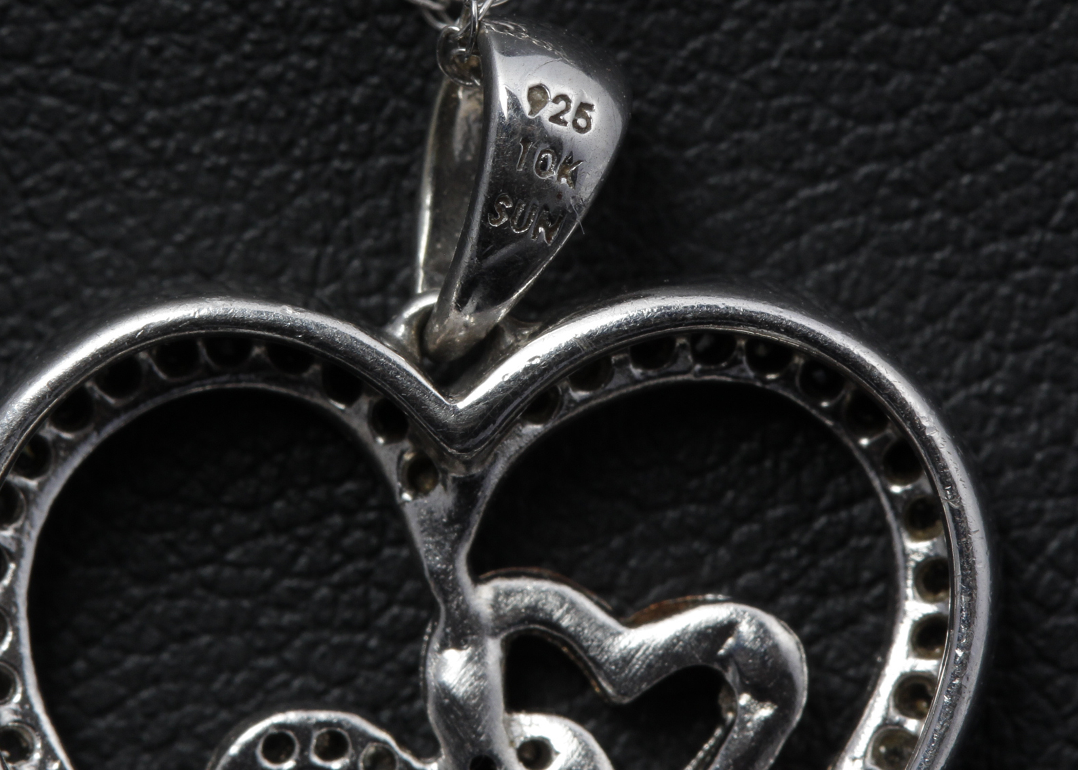 10K Yellow Gold Accented Sterling Silver Diamond Heart Necklace