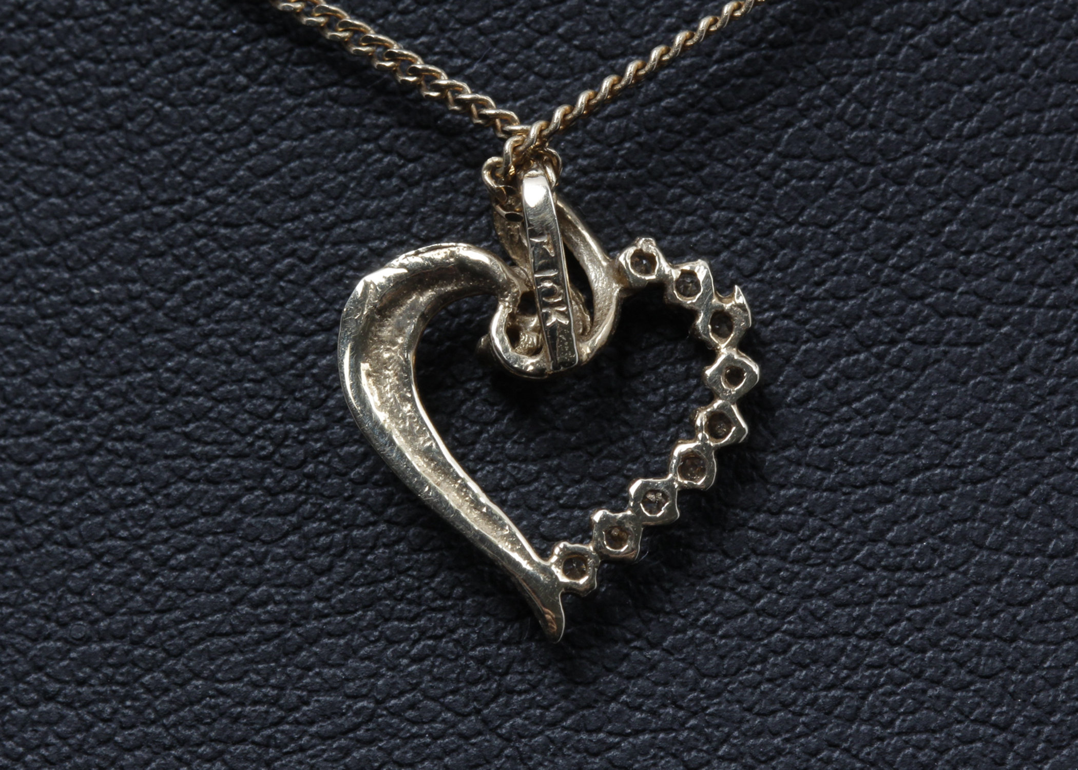 10K Yellow Gold Diamond Heart Necklace