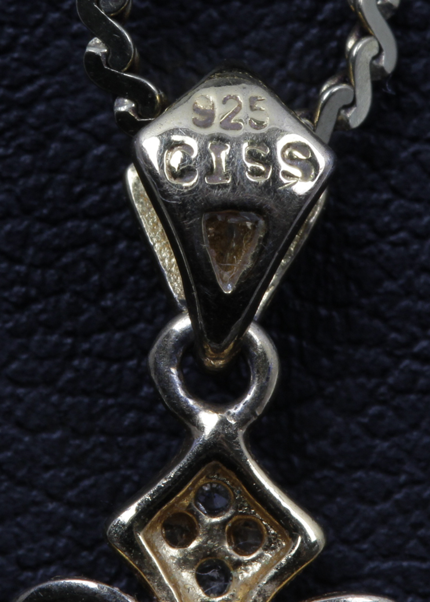 14K Yellow Gold Chain with Sterling Silver Diamond Cross