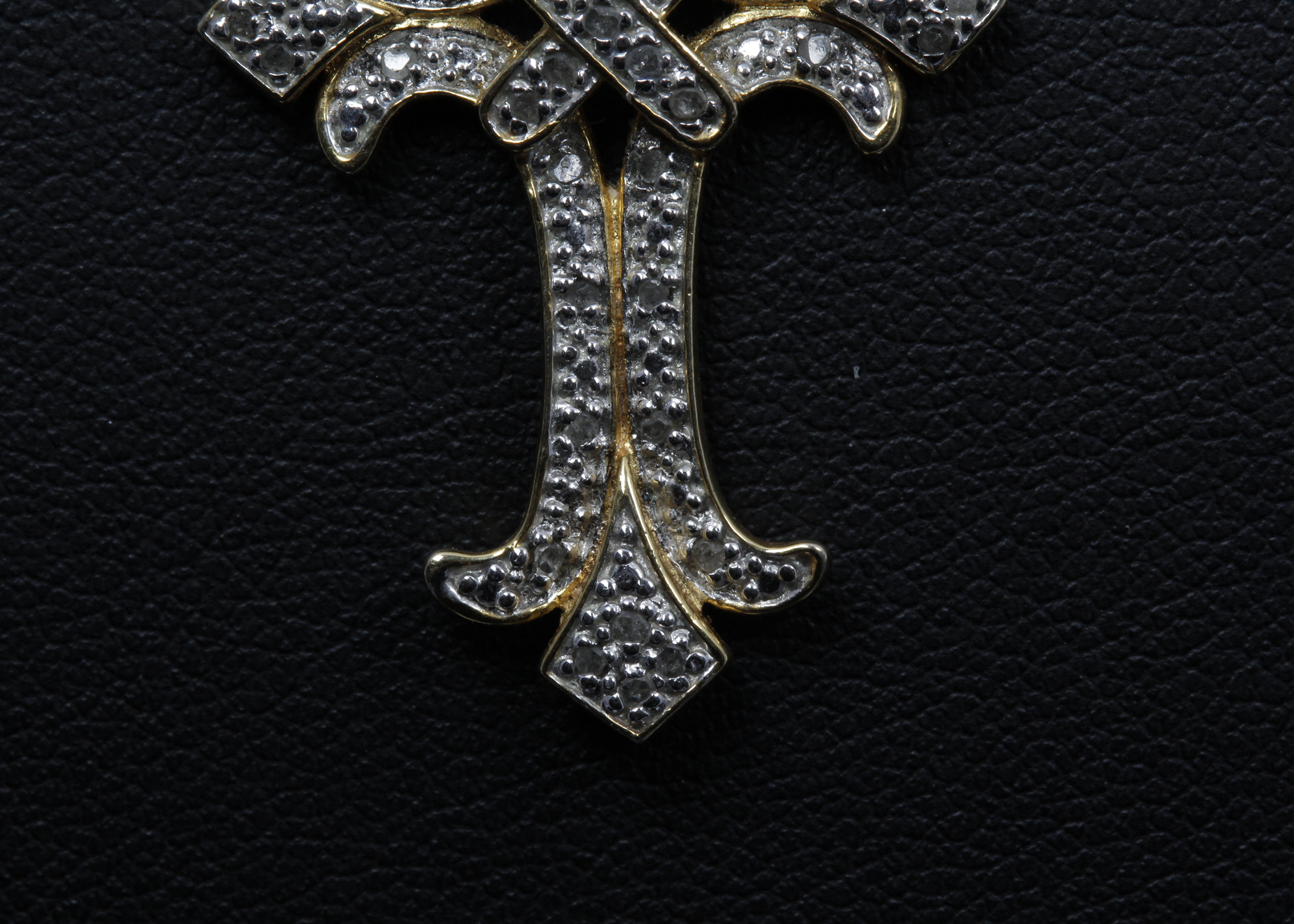 14K Yellow Gold Chain with Sterling Silver Diamond Cross