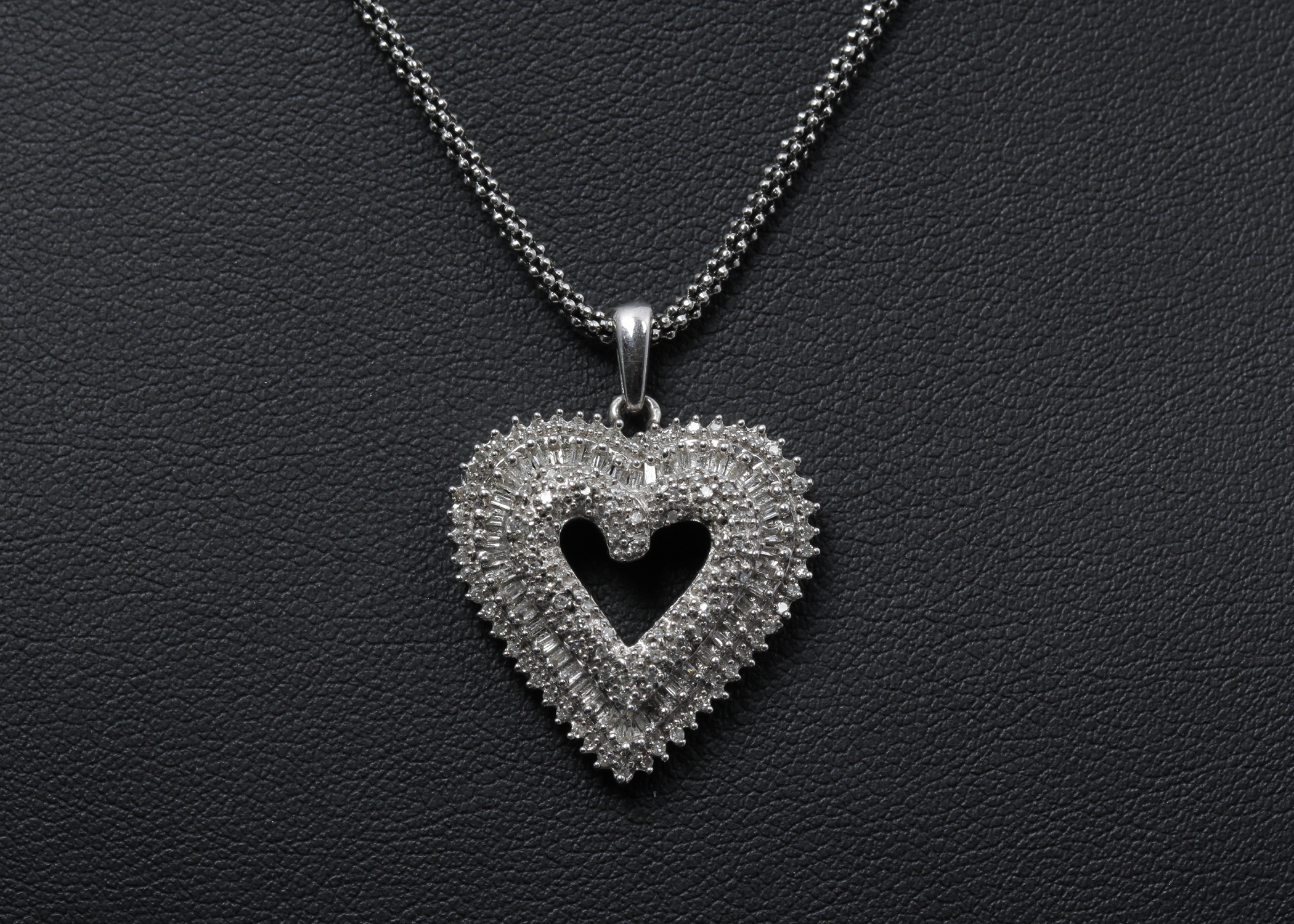 Sterling Silver Diamond Heart Necklace