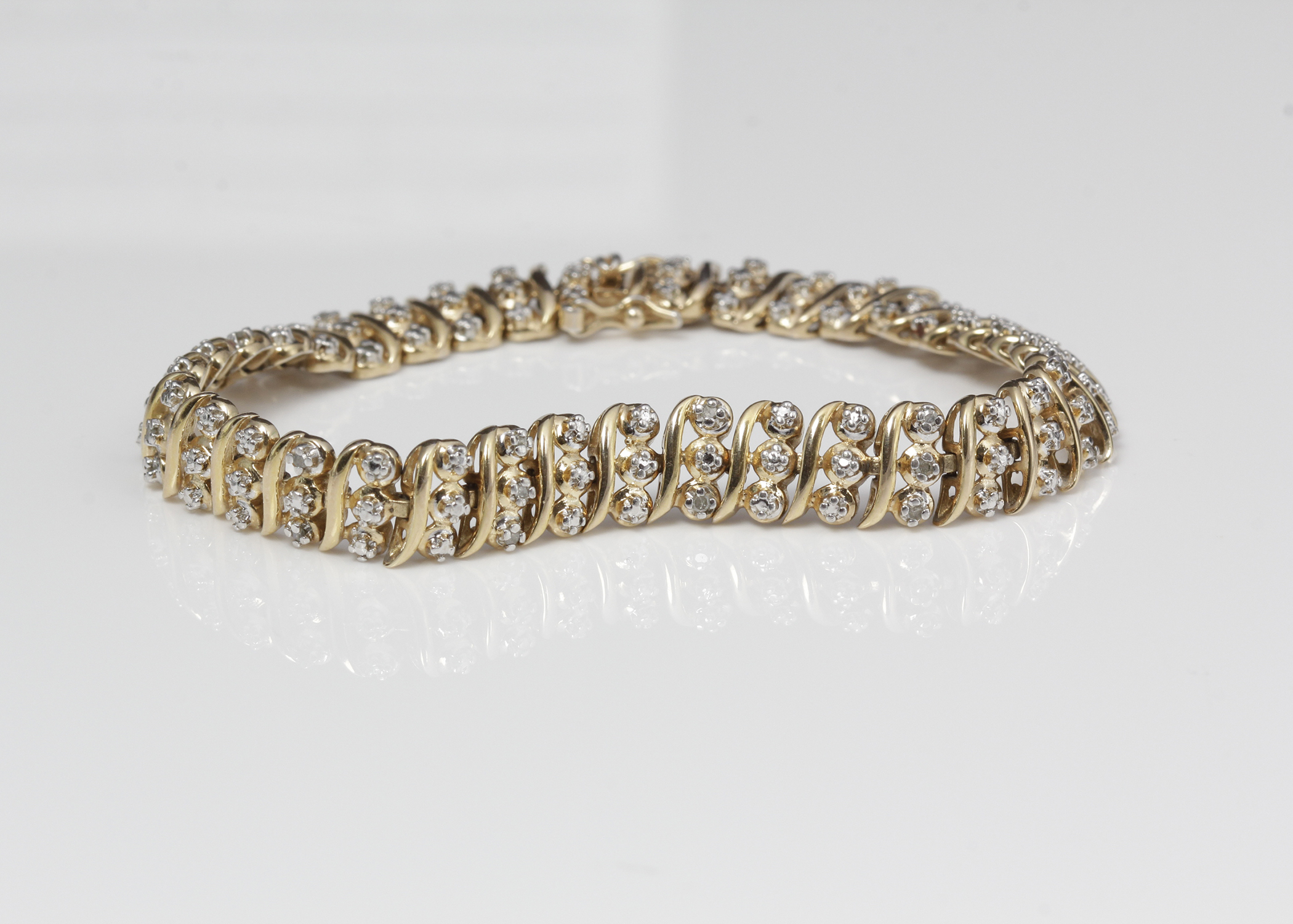 Gold Plated Sterling Silver Diamond Bracelet