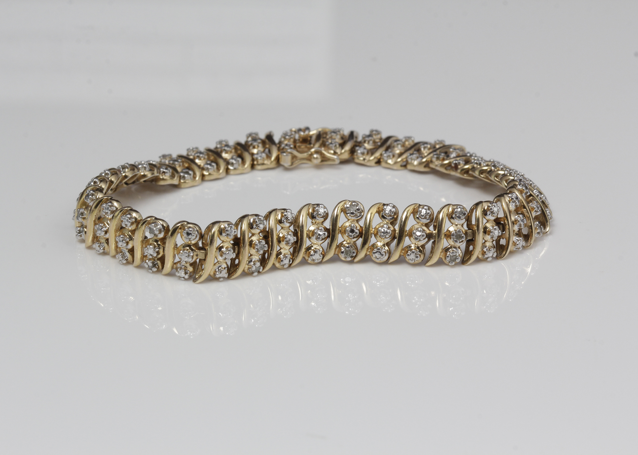 Gold Plated Sterling Silver Diamond Bracelet