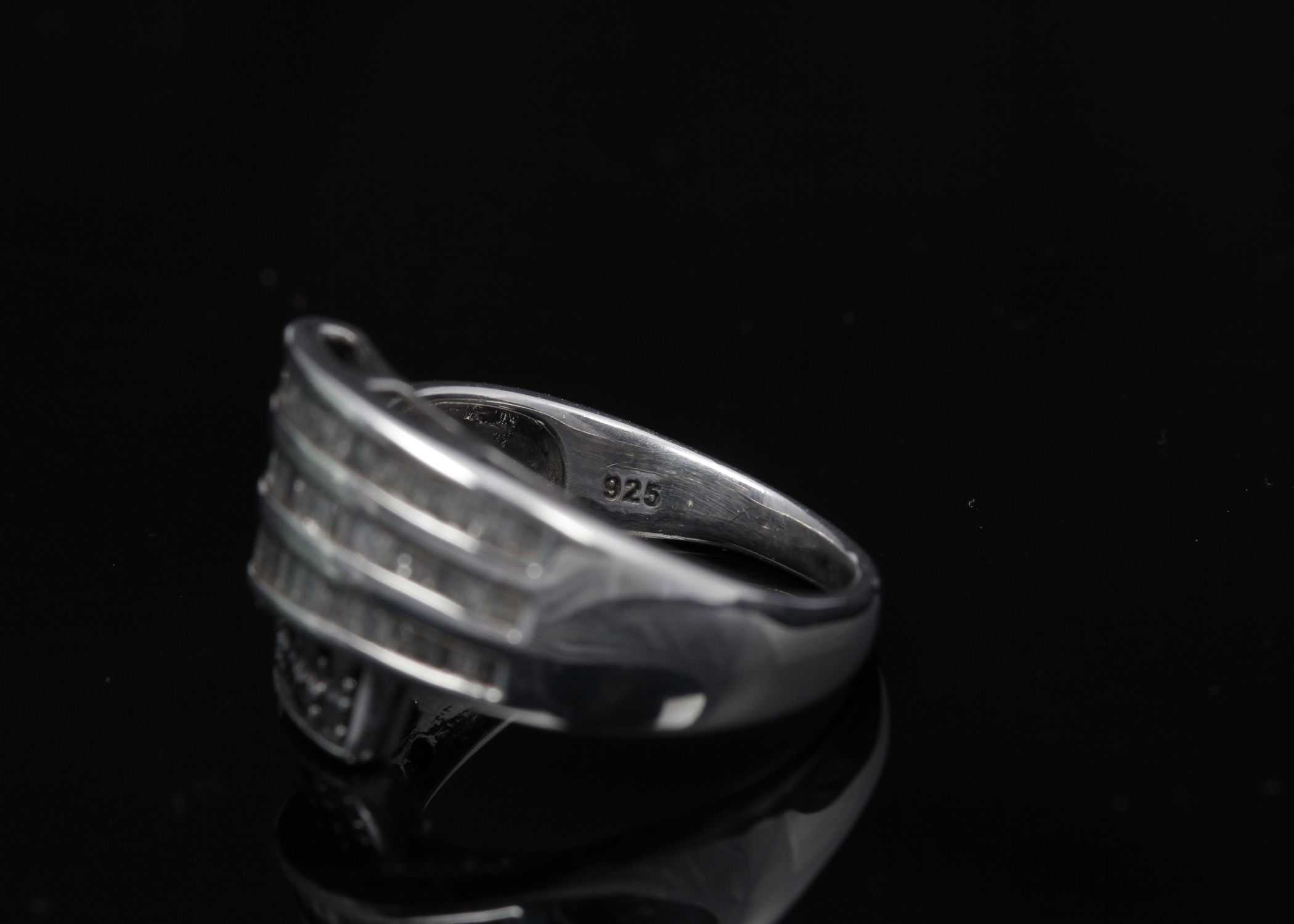 Sterling Silver Black and White Diamond Ring
