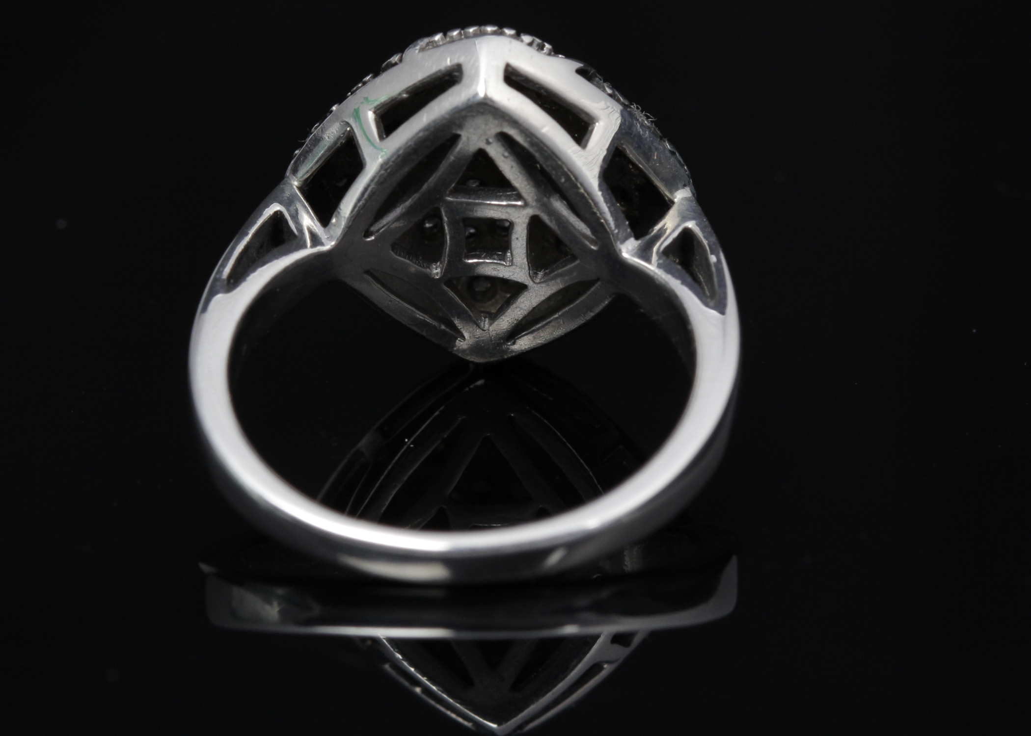 Sterling Silver Black and White Diamond Ring