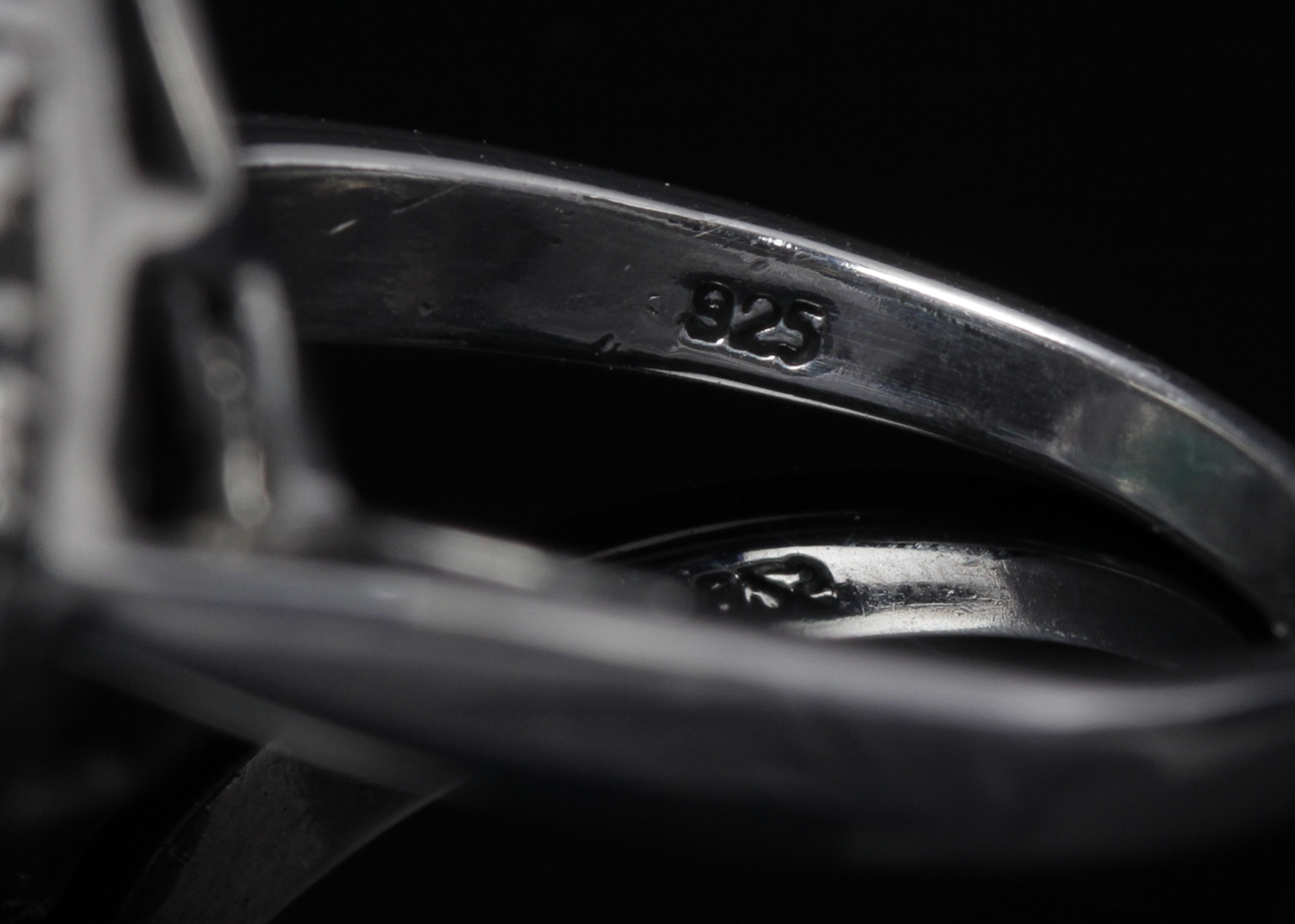 Sterling Silver Black and White Diamond Ring