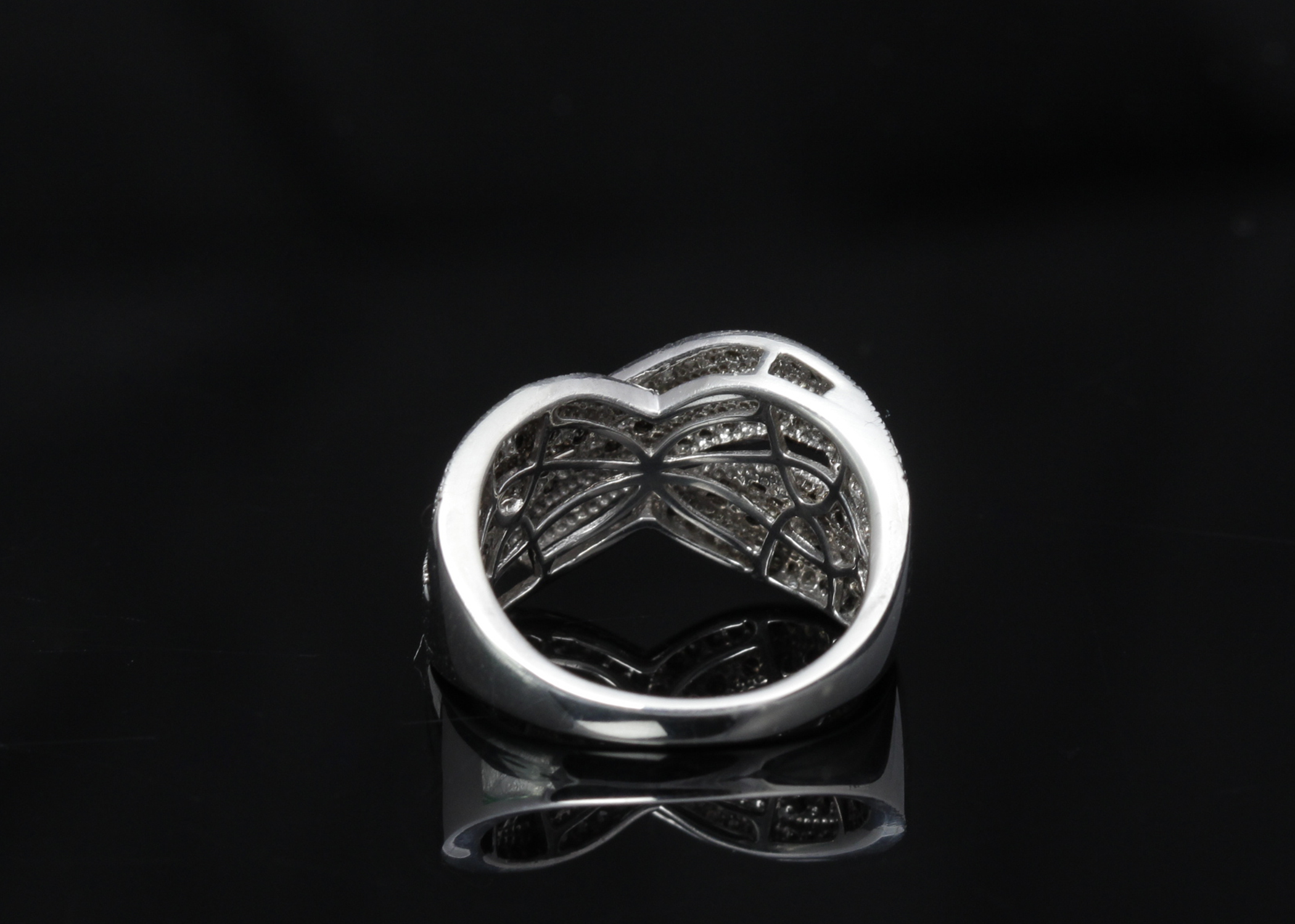 Sterling Silver Black and White Diamond Band