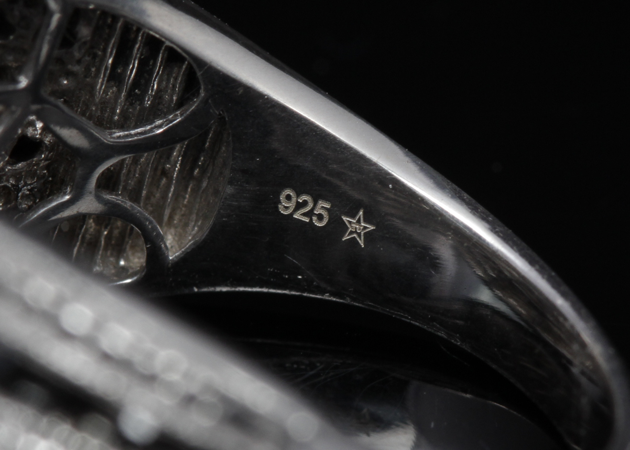 Sterling Silver Black and White Diamond Band