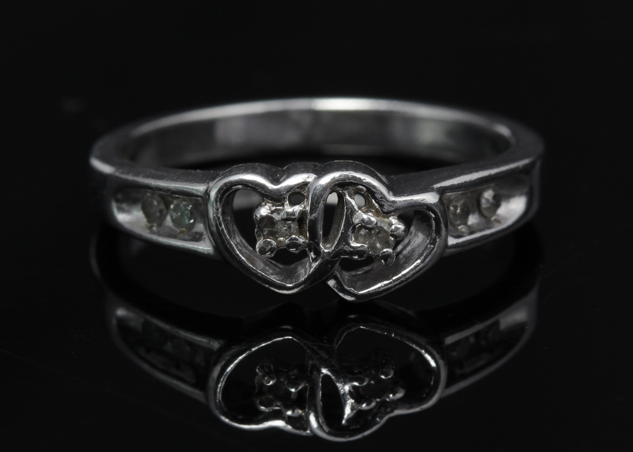 Sterling Silver Diamond Heart Ring