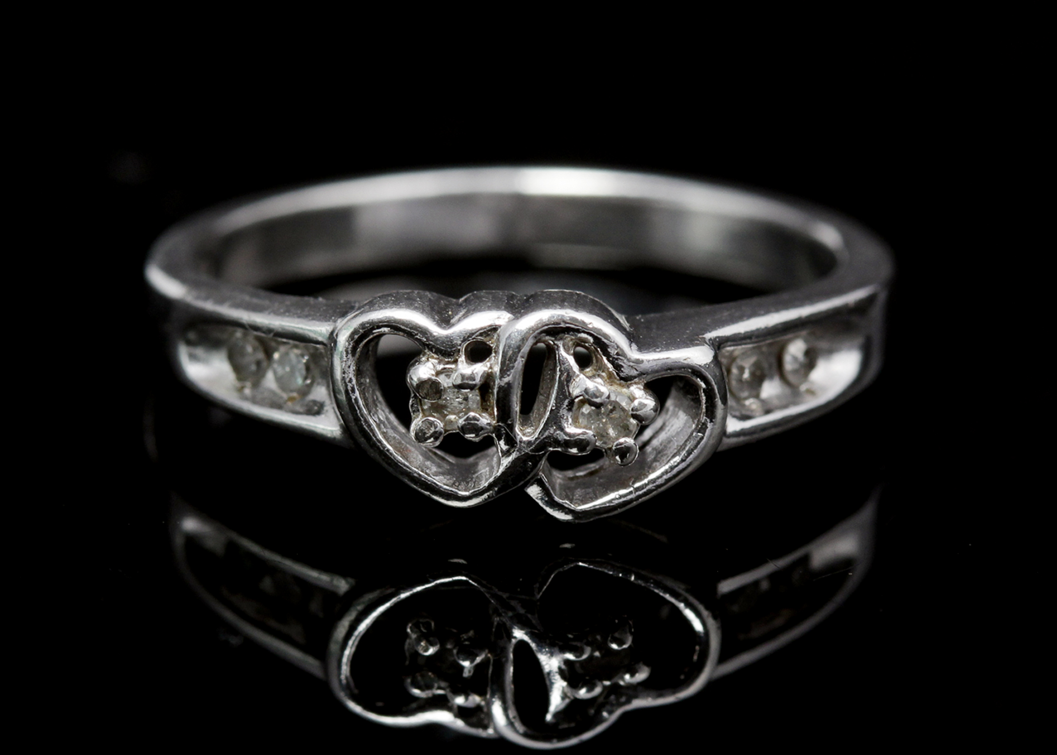 Sterling Silver Diamond Heart Ring