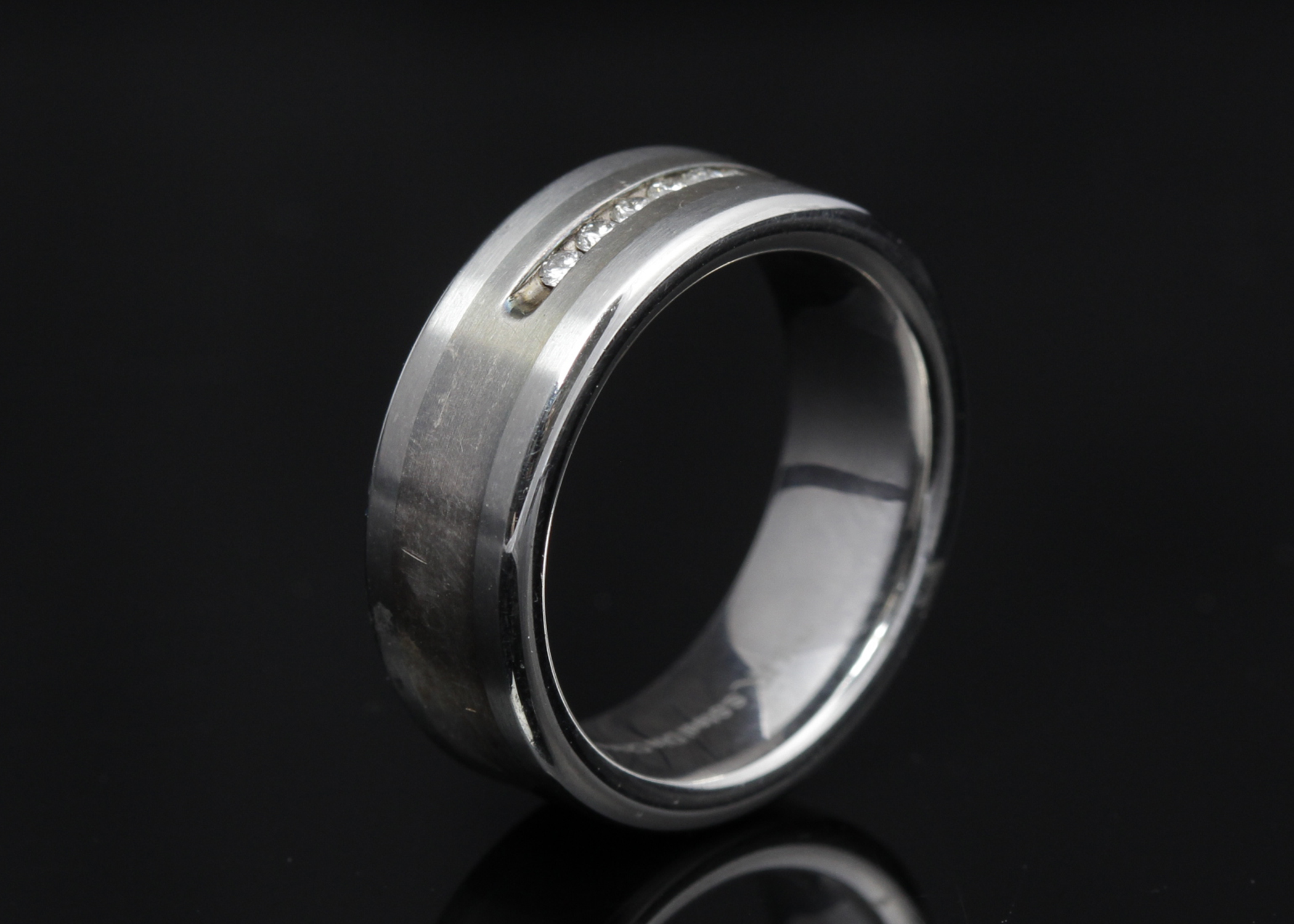 Stainless Steel Diamond Band