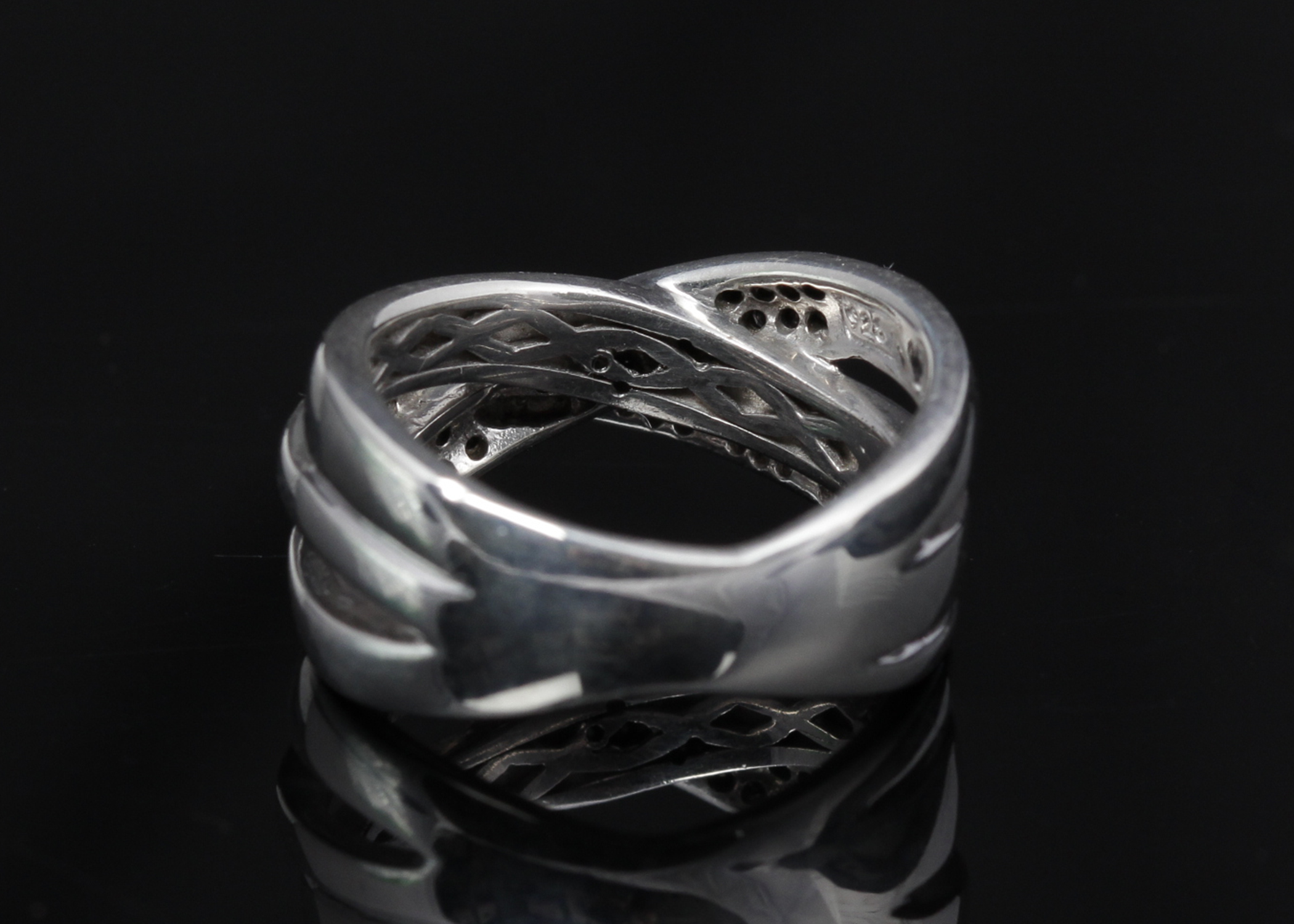 Sterling Silver Black and White Diamond Band