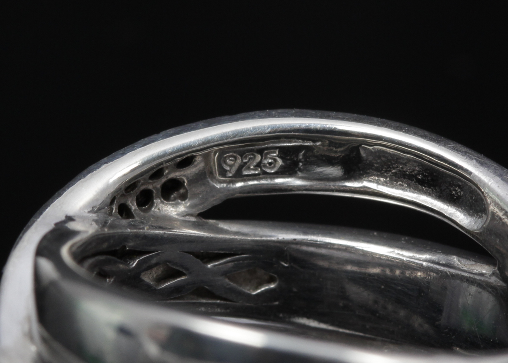 Sterling Silver Black and White Diamond Band